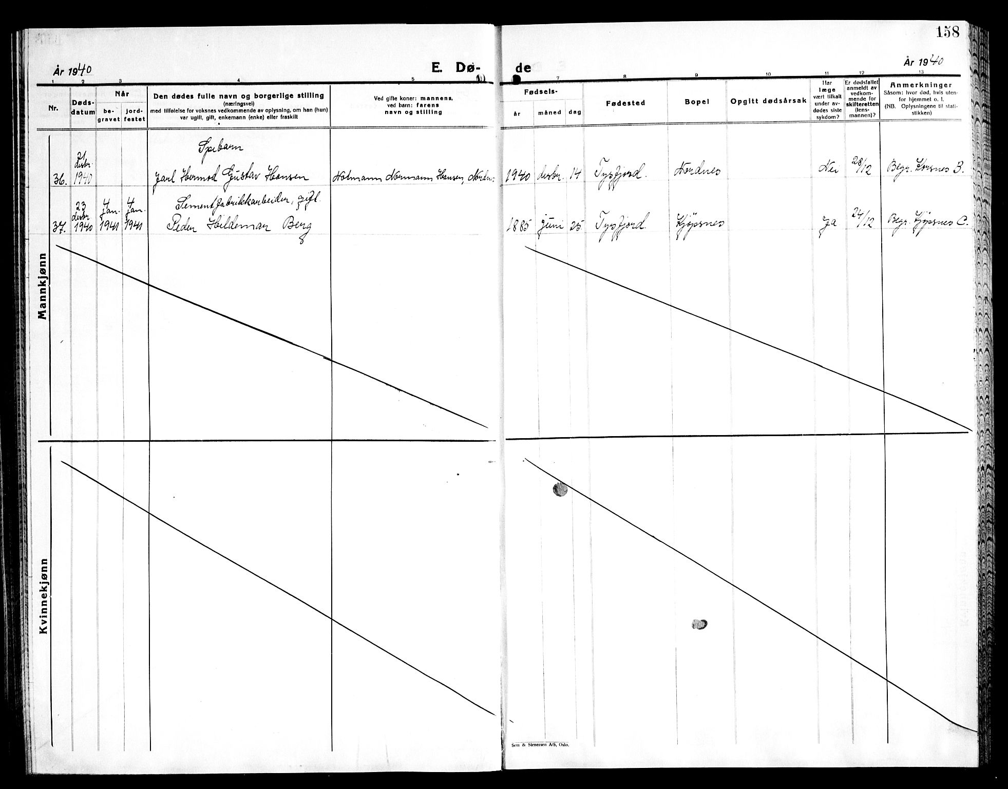 Ministerialprotokoller, klokkerbøker og fødselsregistre - Nordland, SAT/A-1459/861/L0881: Parish register (copy) no. 861C07, 1938-1945, p. 158