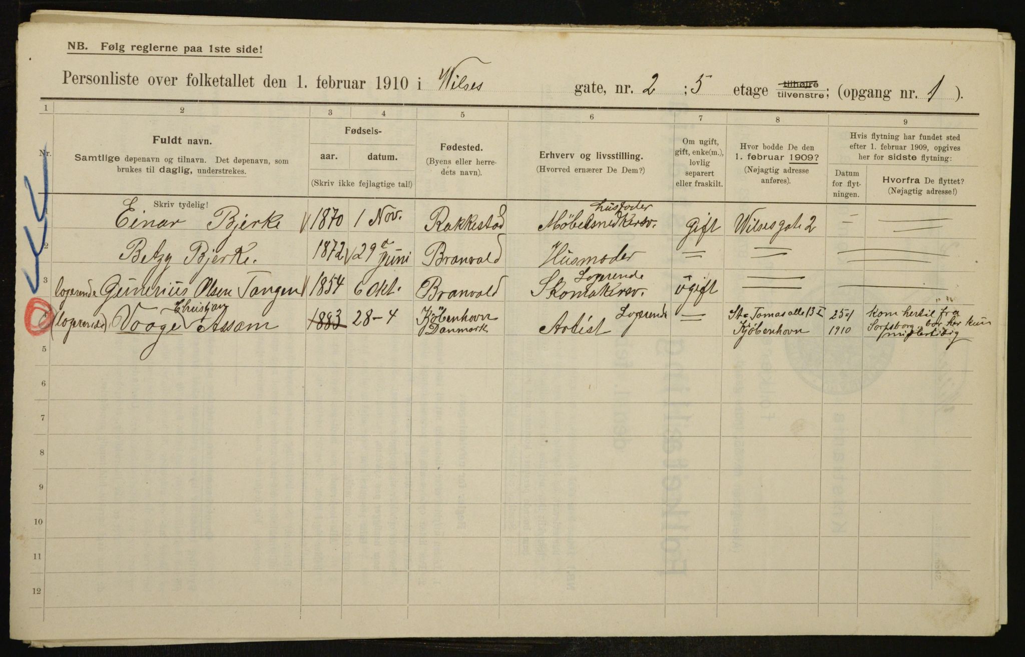 OBA, Municipal Census 1910 for Kristiania, 1910, p. 121642