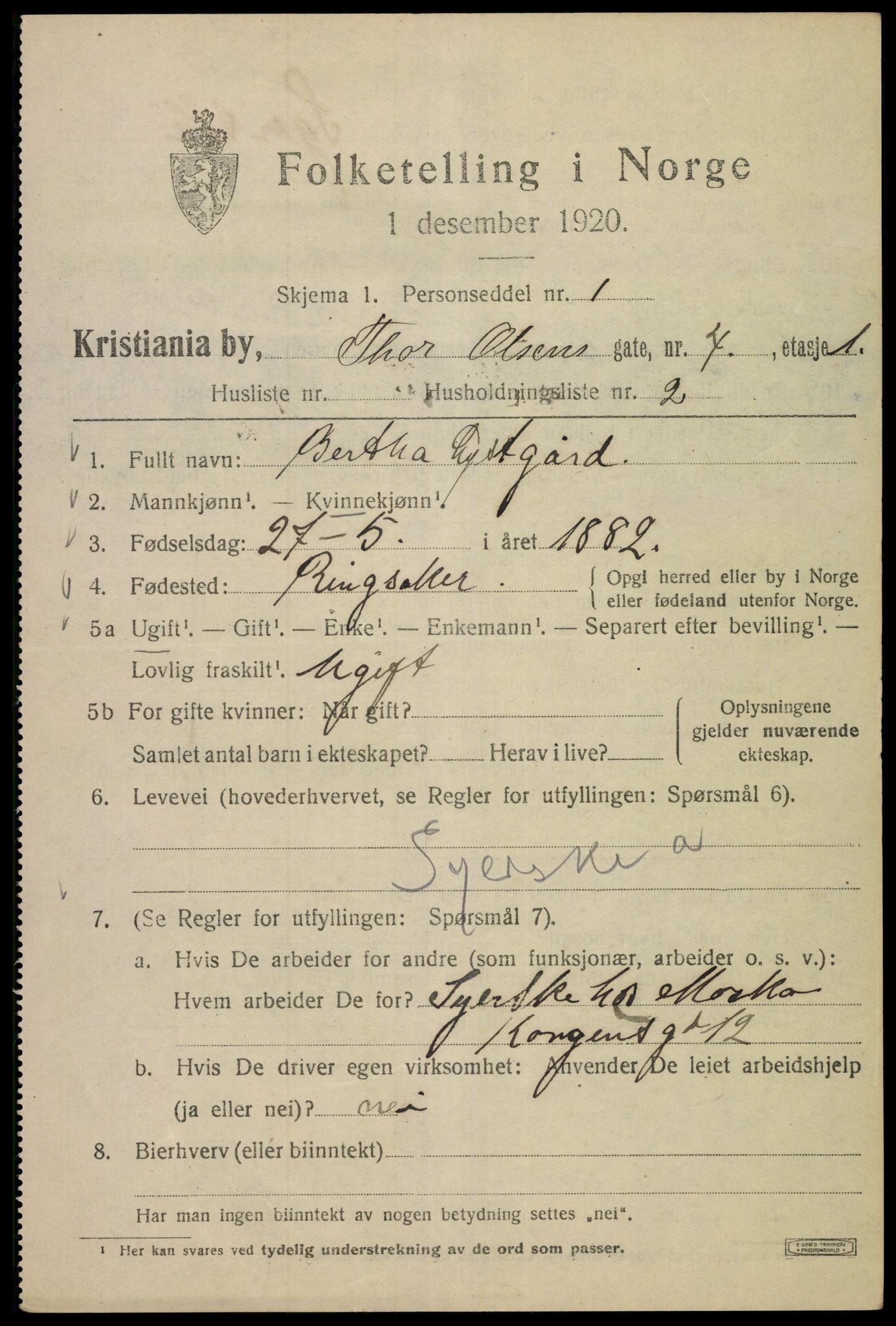 SAO, 1920 census for Kristiania, 1920, p. 573403