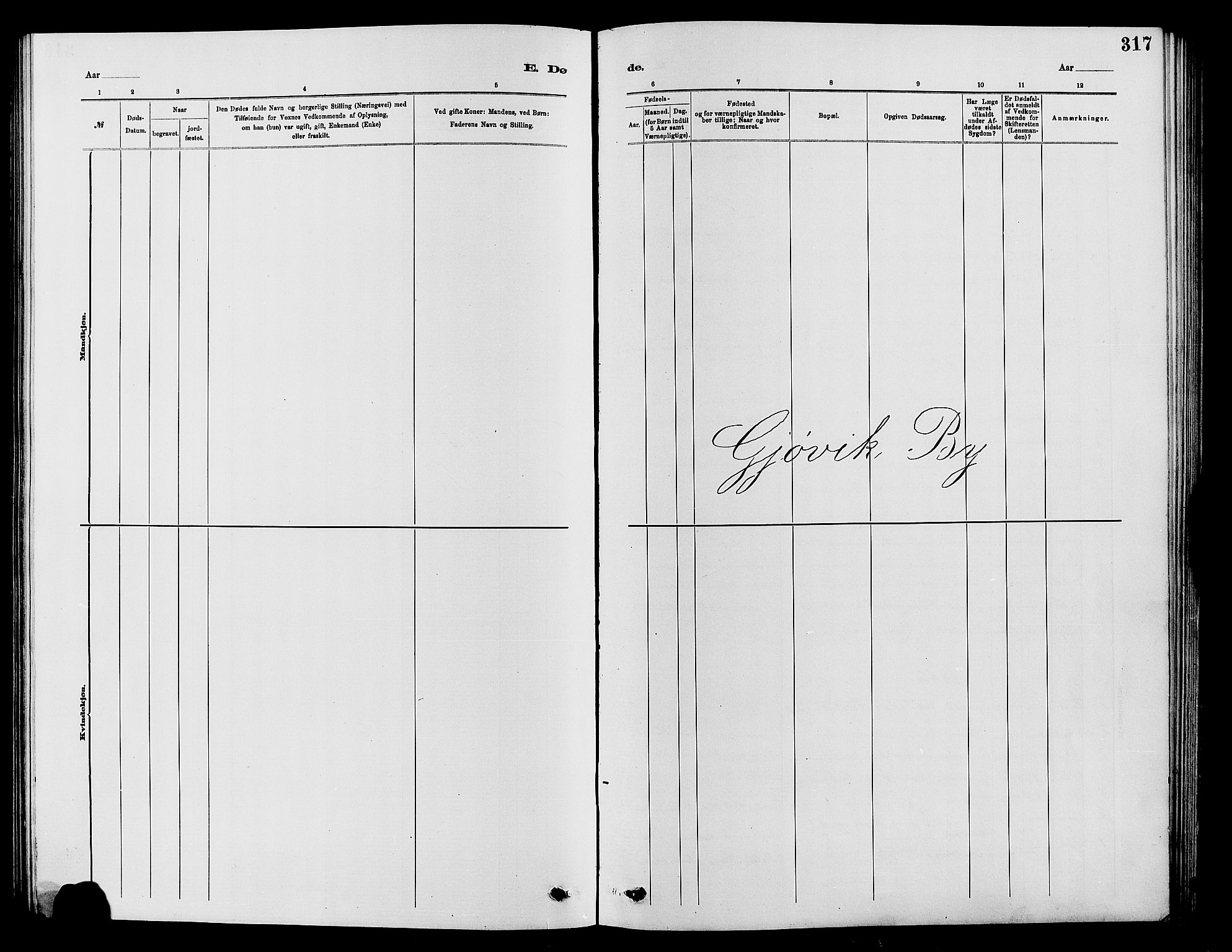 Vardal prestekontor, SAH/PREST-100/H/Ha/Hab/L0007: Parish register (copy) no. 7 /2, 1881-1895, p. 317