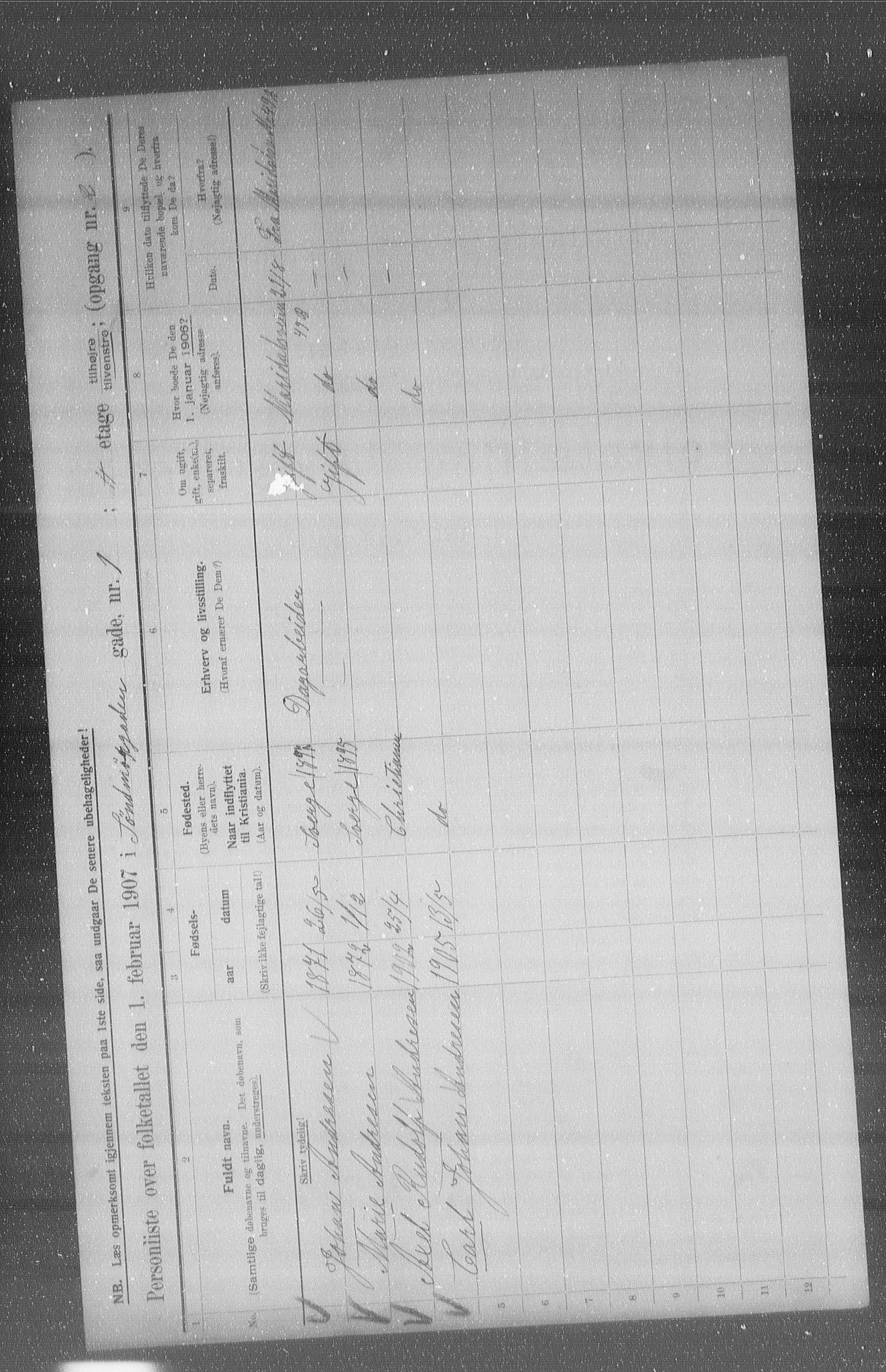 OBA, Municipal Census 1907 for Kristiania, 1907, p. 53314