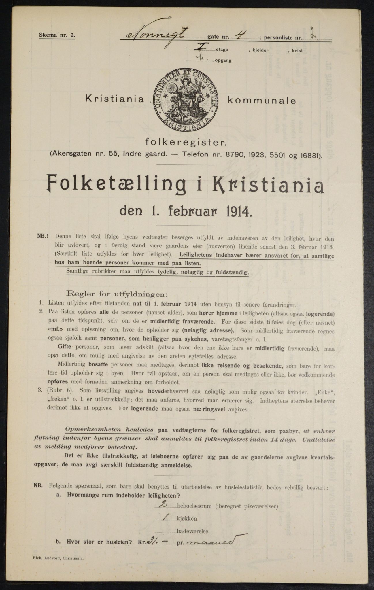 OBA, Municipal Census 1914 for Kristiania, 1914, p. 71386