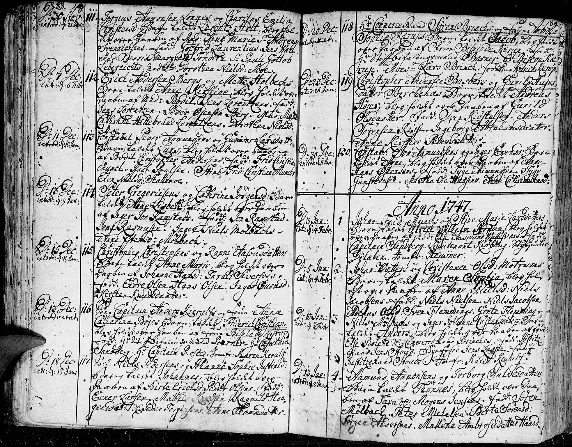 Kristiansand domprosti, SAK/1112-0006/F/Fa/L0001: Parish register (official) no. A 1, 1734-1793, p. 88-89