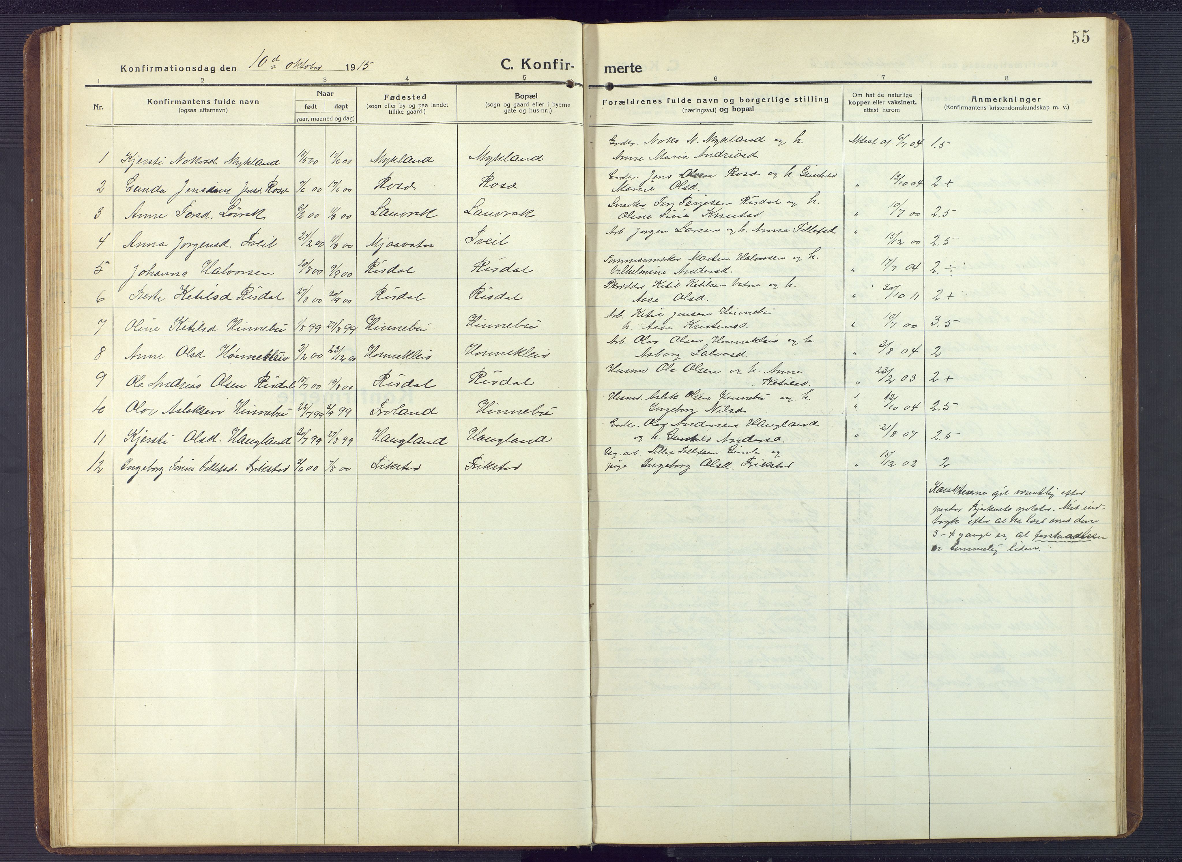 Herefoss sokneprestkontor, AV/SAK-1111-0019/F/Fb/Fbc/L0004: Parish register (copy) no. B 4, 1914-1946, p. 55