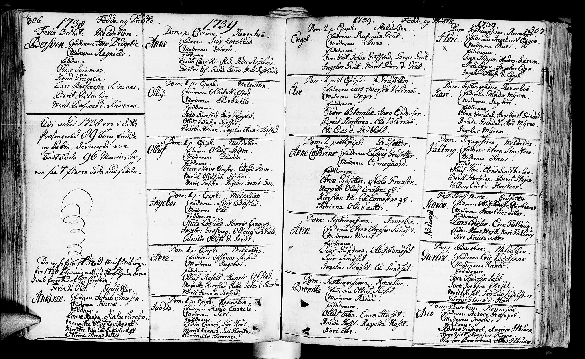 Ministerialprotokoller, klokkerbøker og fødselsregistre - Sør-Trøndelag, AV/SAT-A-1456/672/L0850: Parish register (official) no. 672A03, 1725-1751, p. 306-307
