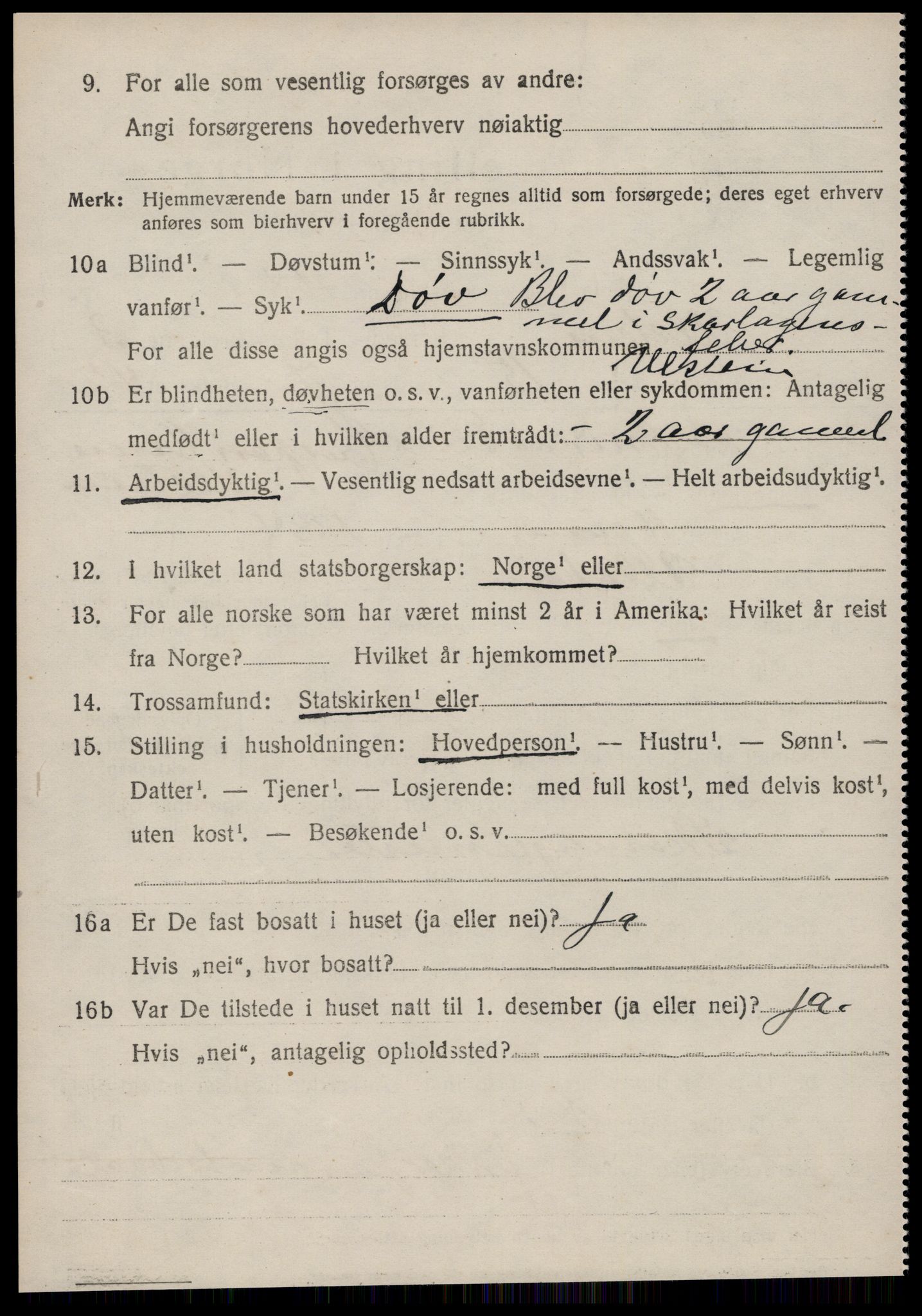 SAT, 1920 census for Ulstein, 1920, p. 1837