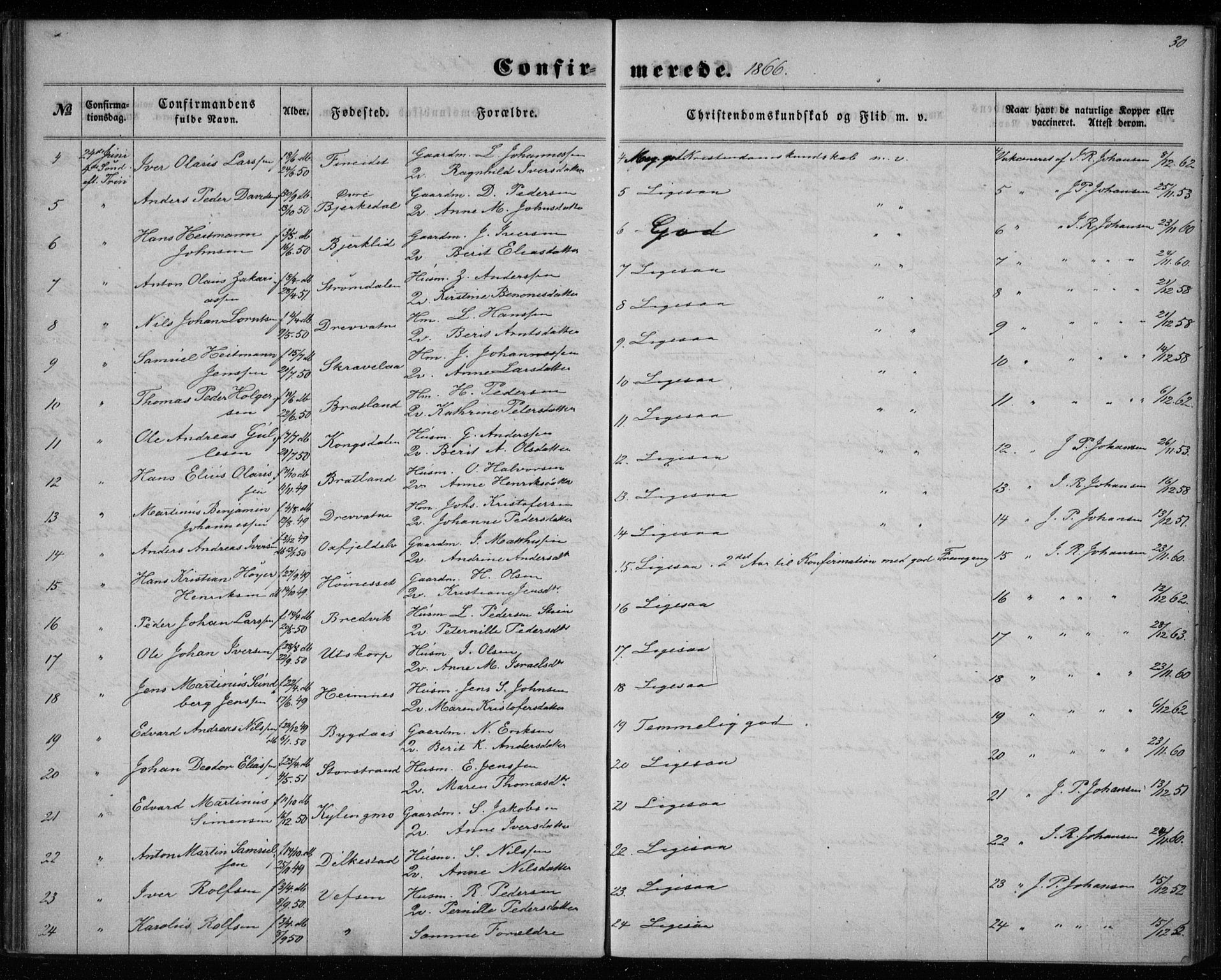 Ministerialprotokoller, klokkerbøker og fødselsregistre - Nordland, SAT/A-1459/825/L0357: Parish register (official) no. 825A11, 1859-1877, p. 30