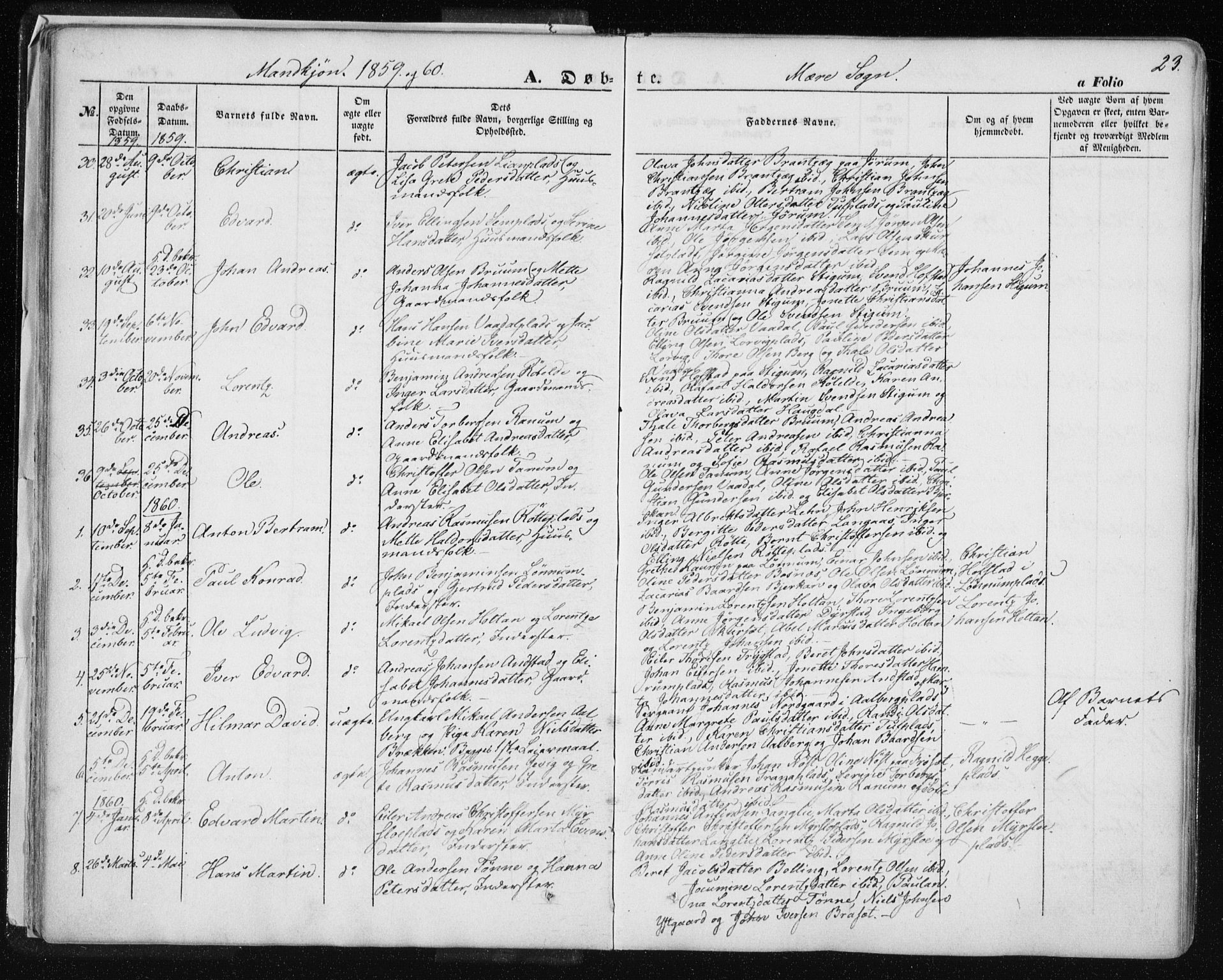 Ministerialprotokoller, klokkerbøker og fødselsregistre - Nord-Trøndelag, SAT/A-1458/735/L0342: Parish register (official) no. 735A07 /1, 1849-1862, p. 23