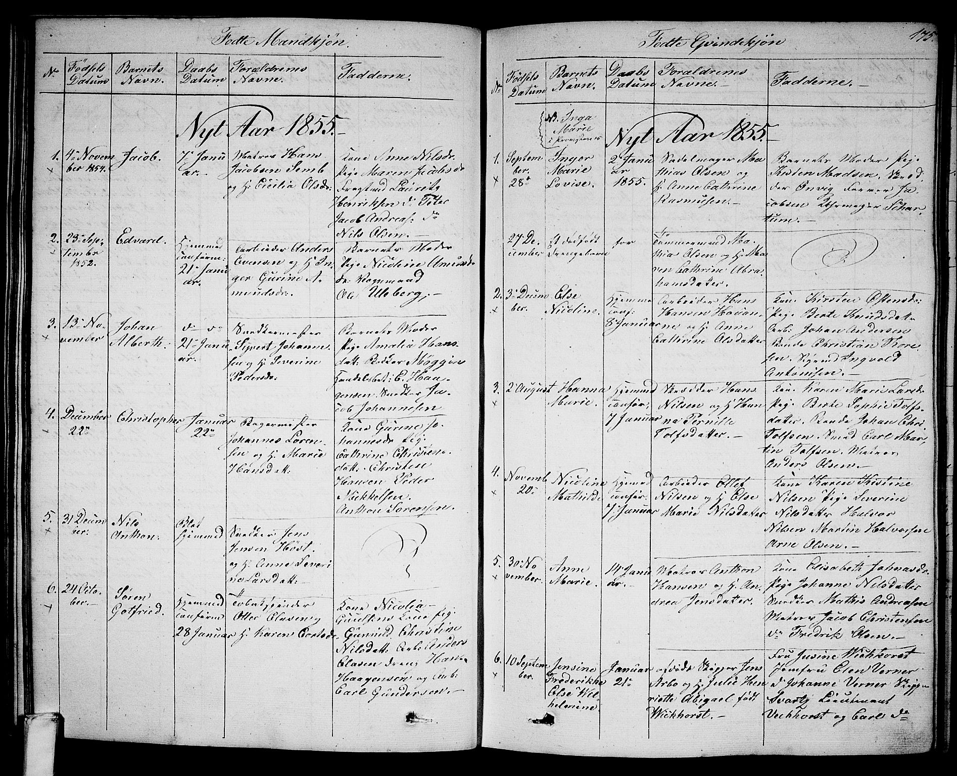 Larvik kirkebøker, SAKO/A-352/G/Ga/L0003a: Parish register (copy) no. I 3A, 1830-1870, p. 175
