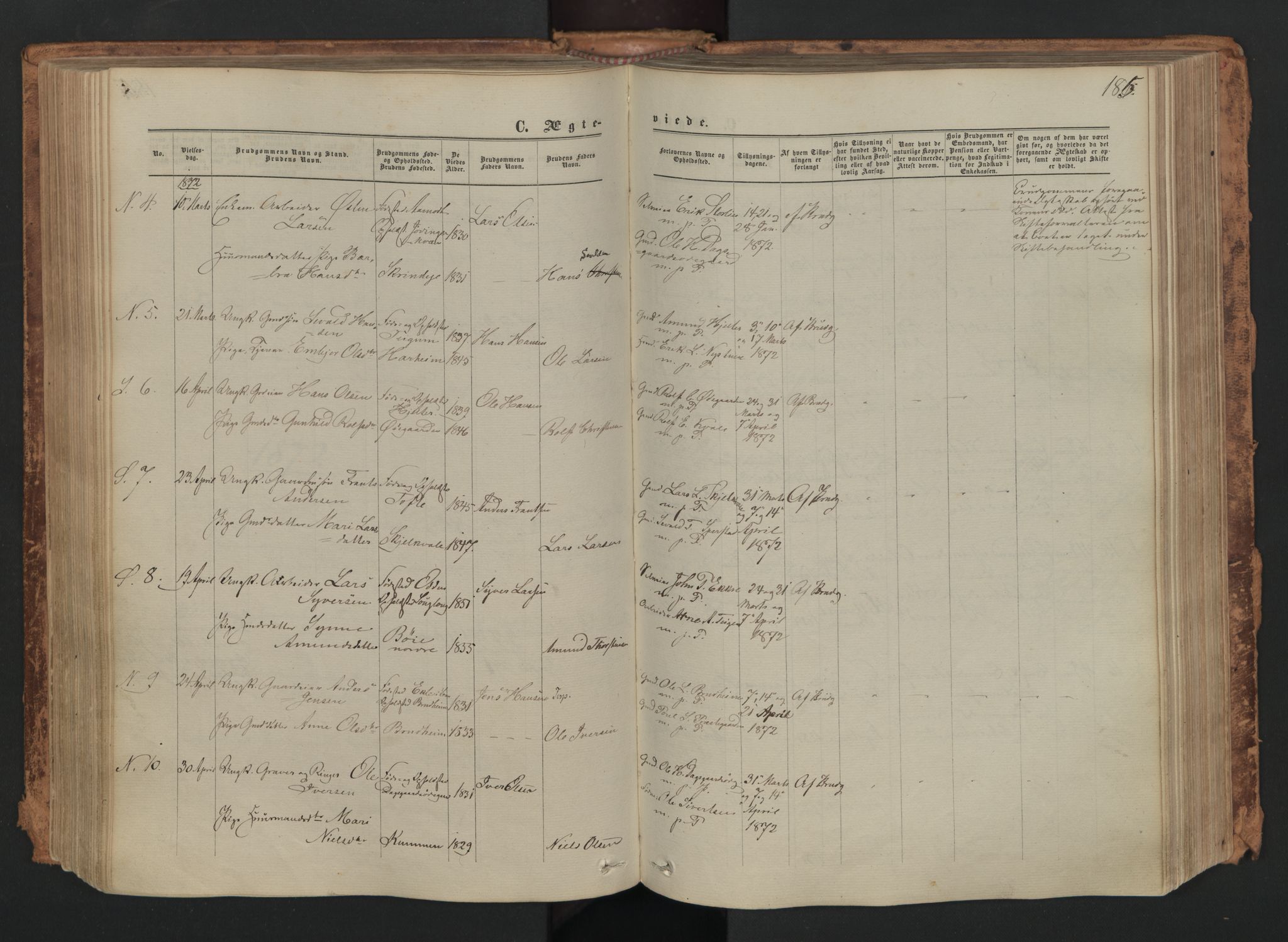 Skjåk prestekontor, AV/SAH-PREST-072/H/Ha/Haa/L0001: Parish register (official) no. 1, 1863-1879, p. 185