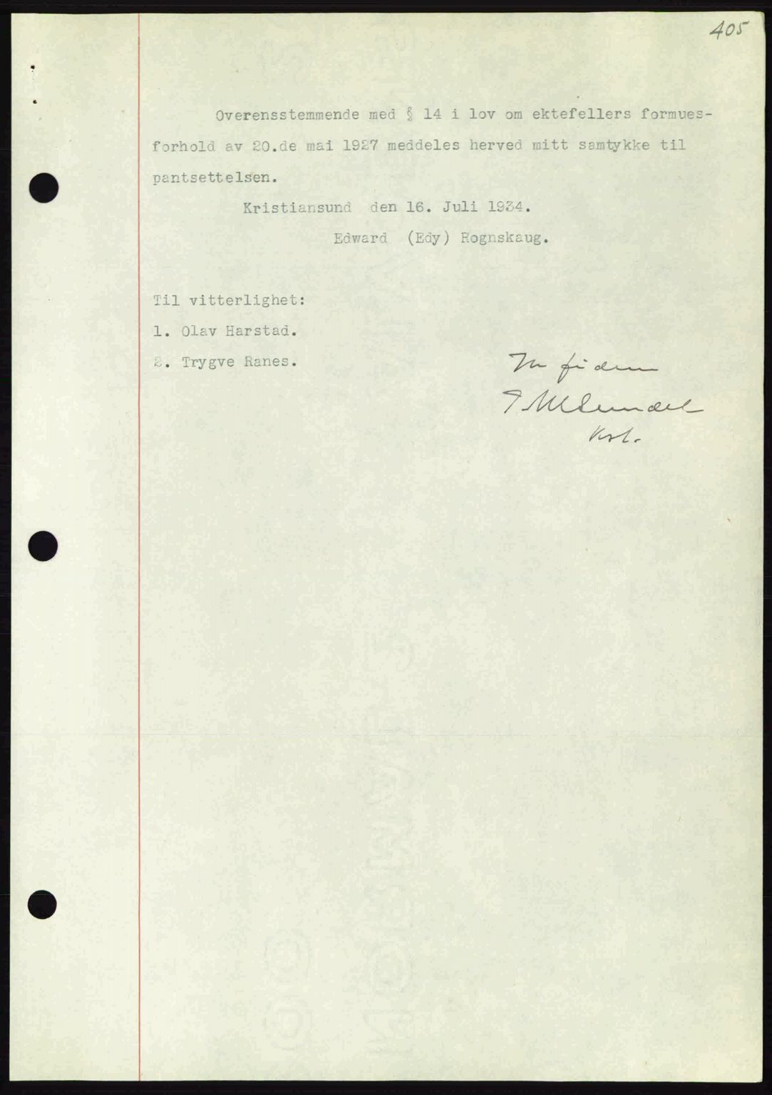 Kristiansund byfogd, AV/SAT-A-4587/A/27: Mortgage book no. 27, 1933-1934, Deed date: 24.07.1934