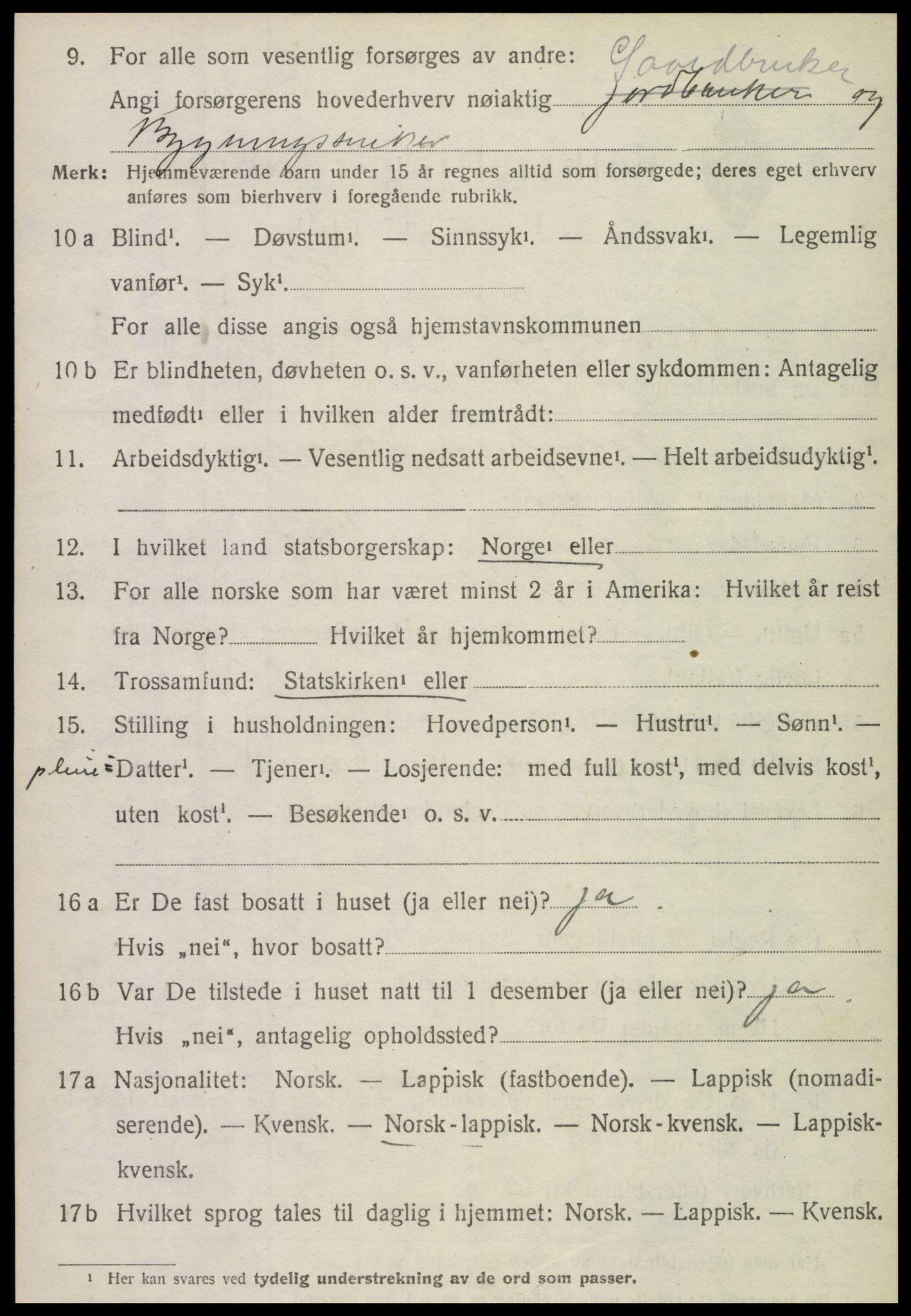 SAT, 1920 census for Snåsa, 1920, p. 1575