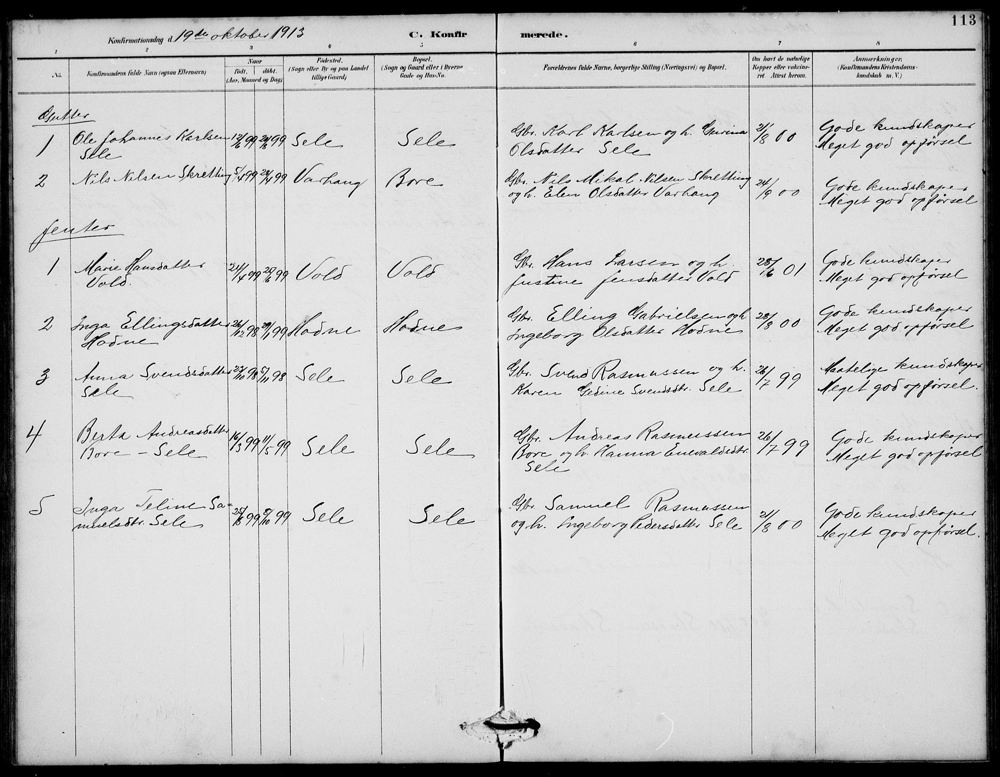 Klepp sokneprestkontor, AV/SAST-A-101803/001/3/30BB/L0006: Parish register (copy) no. B 6, 1889-1936, p. 113