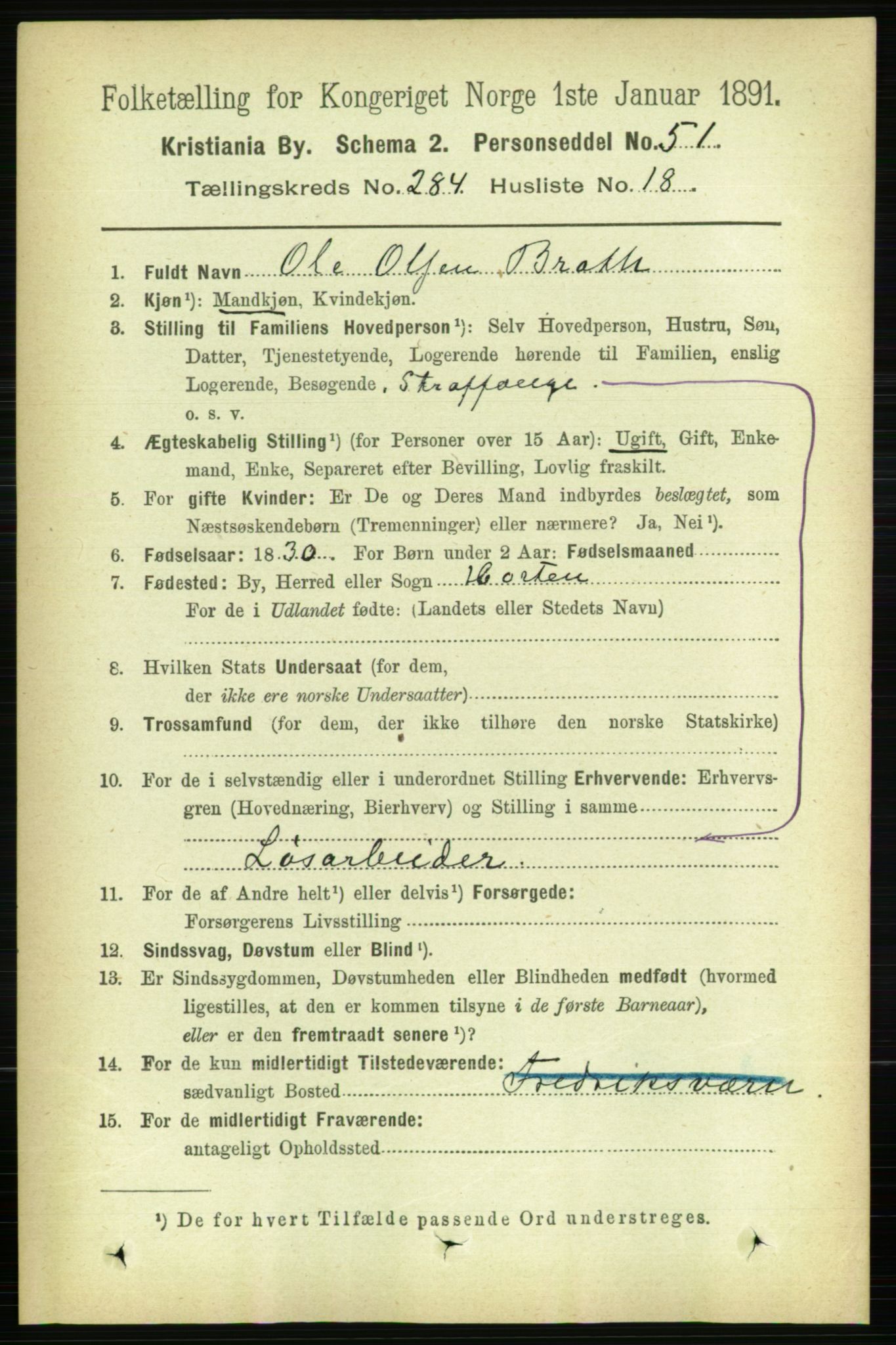 RA, 1891 census for 0301 Kristiania, 1891, p. 173879
