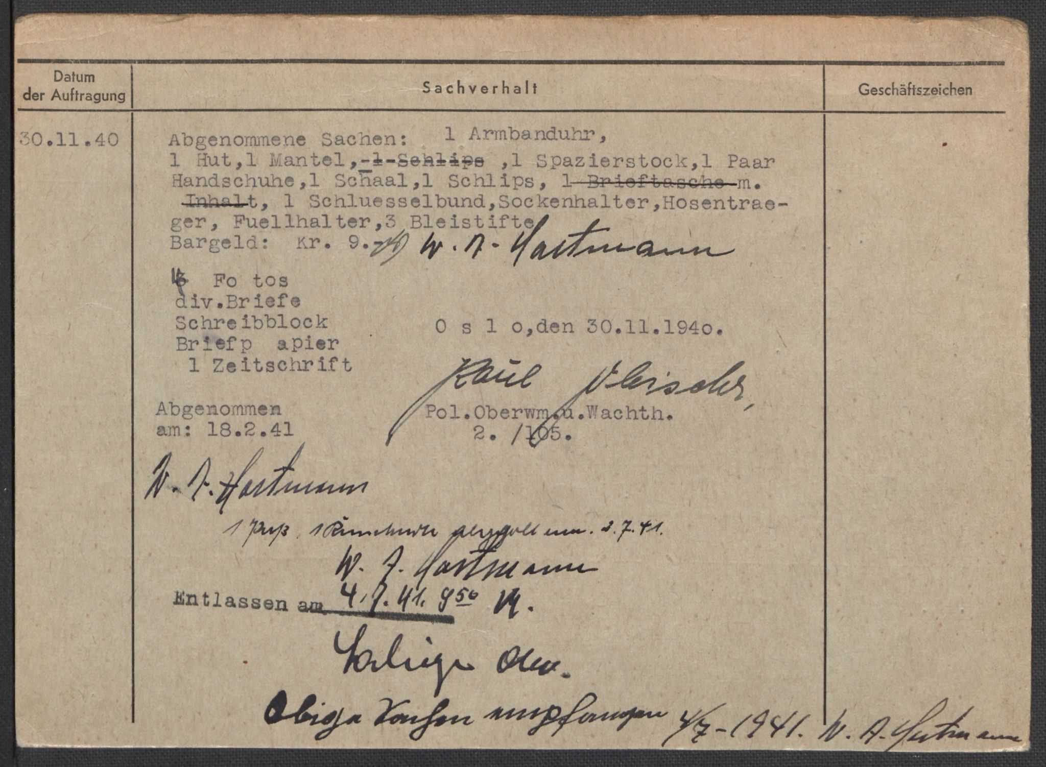 Befehlshaber der Sicherheitspolizei und des SD, AV/RA-RAFA-5969/E/Ea/Eaa/L0004: Register over norske fanger i Møllergata 19: Hal-Hæ, 1940-1945, p. 642