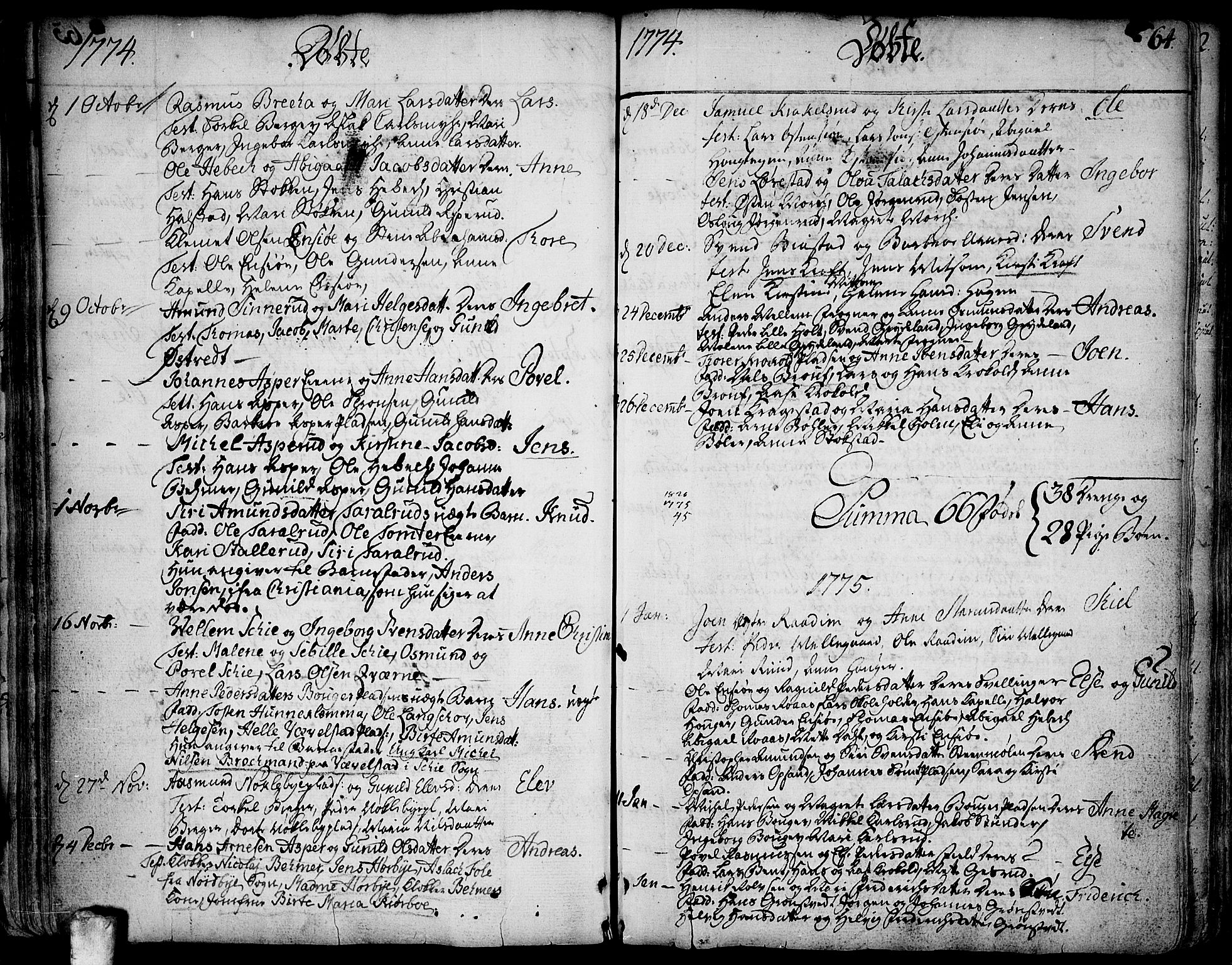 Kråkstad prestekontor Kirkebøker, SAO/A-10125a/F/Fa/L0001: Parish register (official) no. I 1, 1736-1785, p. 64