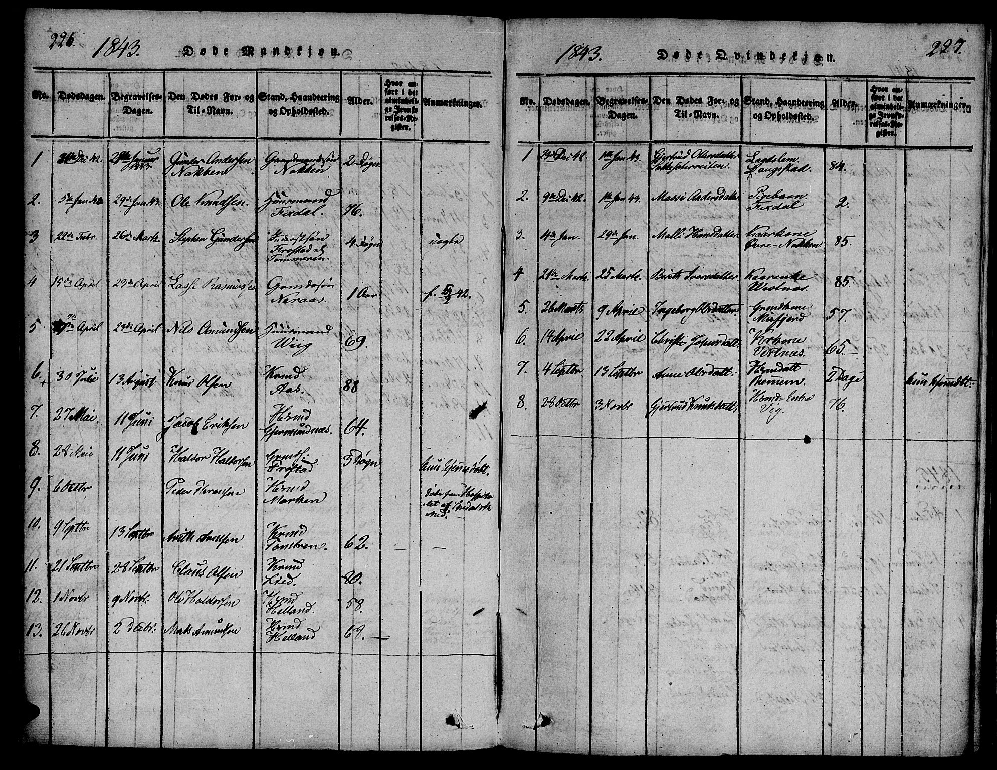 Ministerialprotokoller, klokkerbøker og fødselsregistre - Møre og Romsdal, SAT/A-1454/539/L0528: Parish register (official) no. 539A01, 1818-1847, p. 226-227