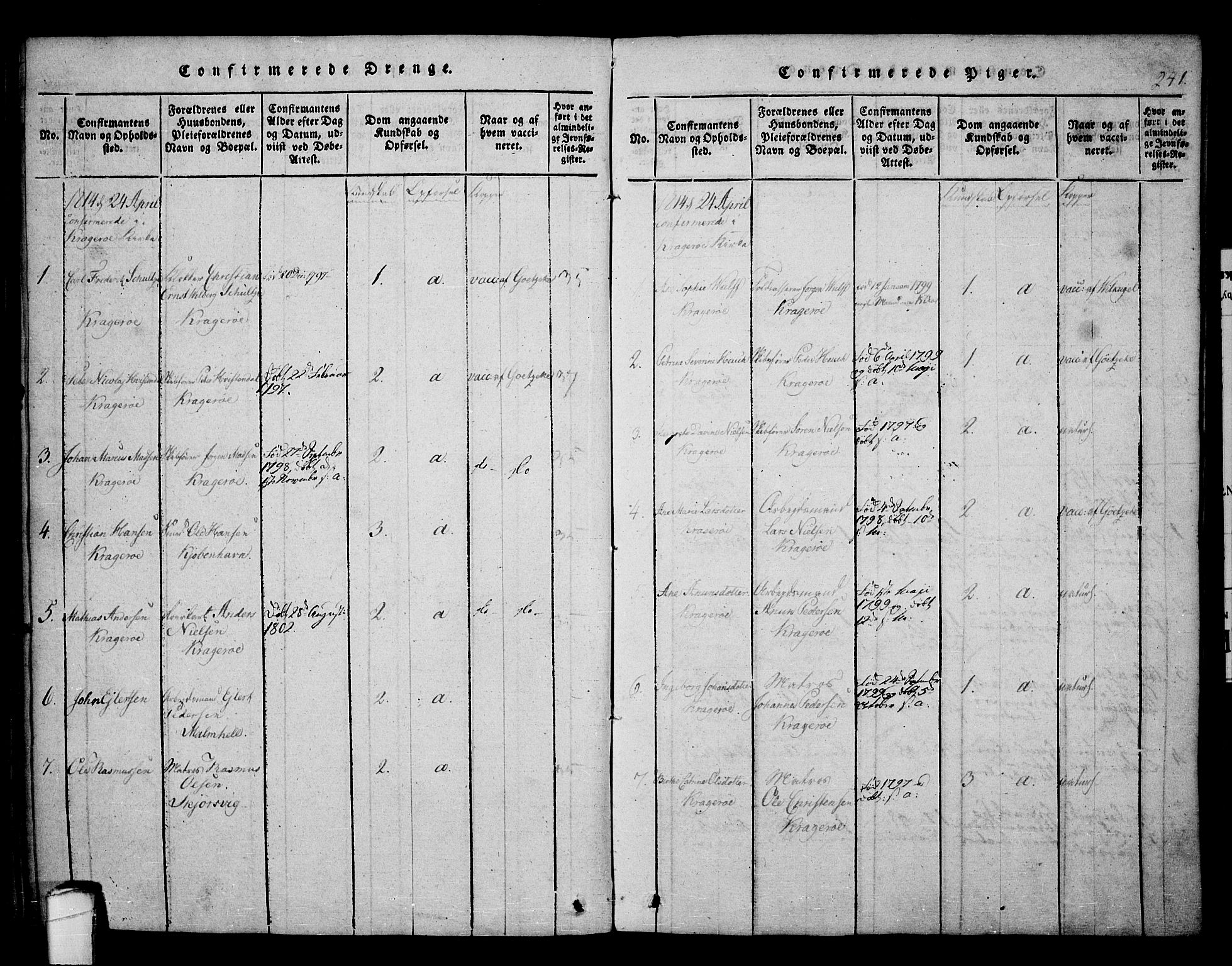 Kragerø kirkebøker, SAKO/A-278/F/Fa/L0004: Parish register (official) no. 4, 1814-1831, p. 241