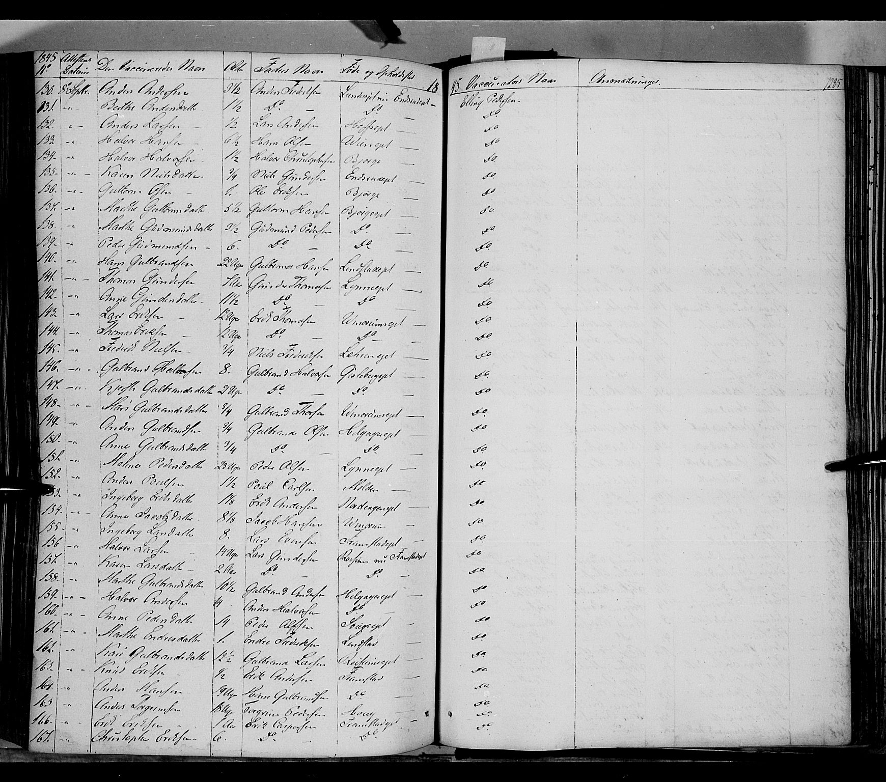 Gran prestekontor, AV/SAH-PREST-112/H/Ha/Haa/L0011: Parish register (official) no. 11, 1842-1856, p. 1284-1285