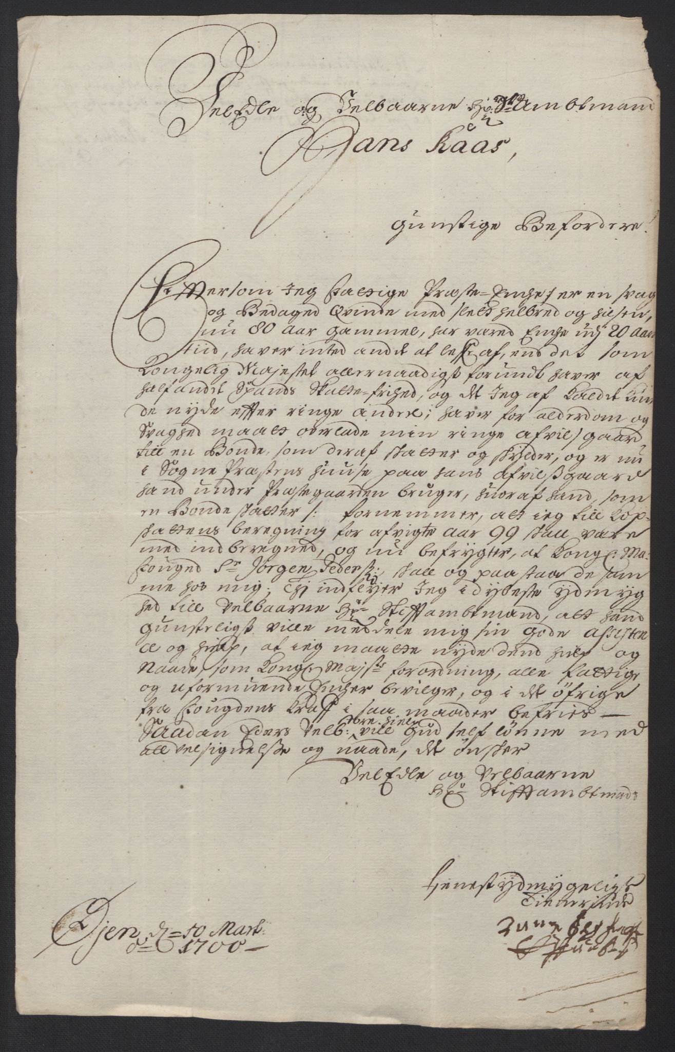 Rentekammeret inntil 1814, Reviderte regnskaper, Fogderegnskap, AV/RA-EA-4092/R60/L3950: Fogderegnskap Orkdal og Gauldal, 1700, p. 201