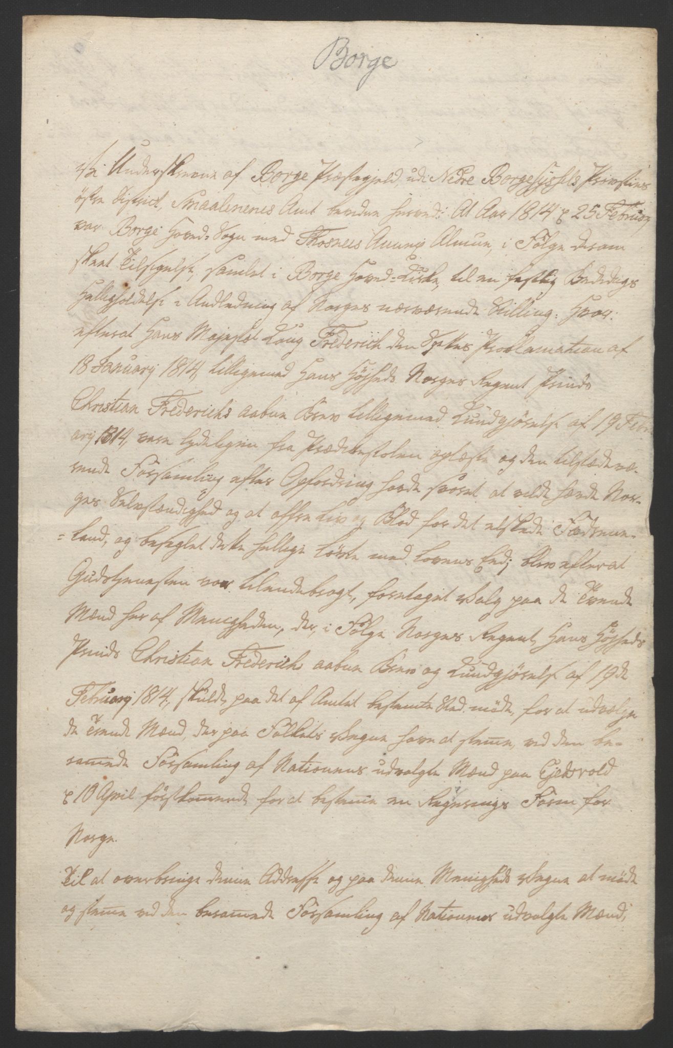 Statsrådssekretariatet, RA/S-1001/D/Db/L0007: Fullmakter for Eidsvollsrepresentantene i 1814. , 1814, p. 143