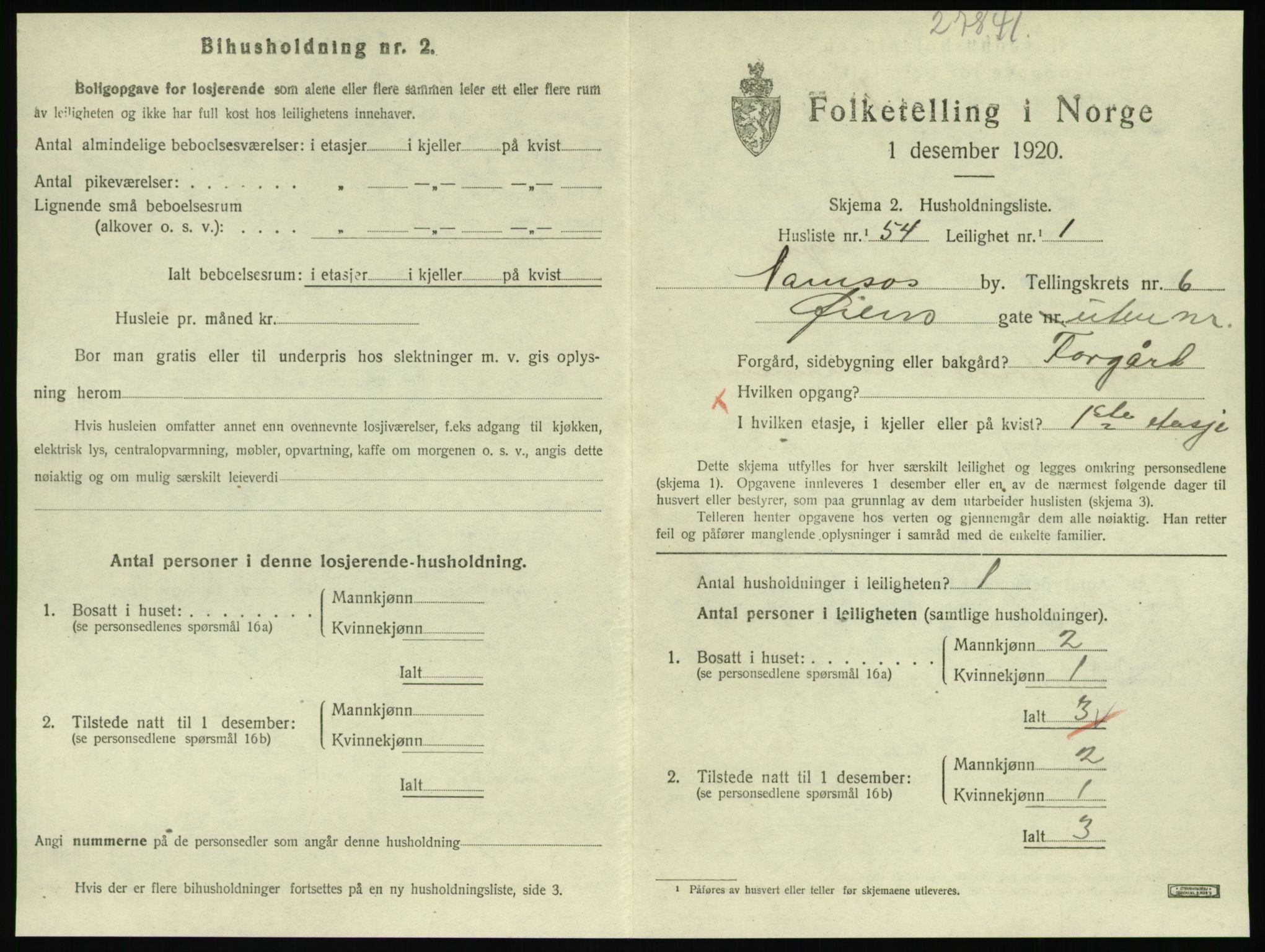 SAT, 1920 census for Namsos, 1920, p. 1983