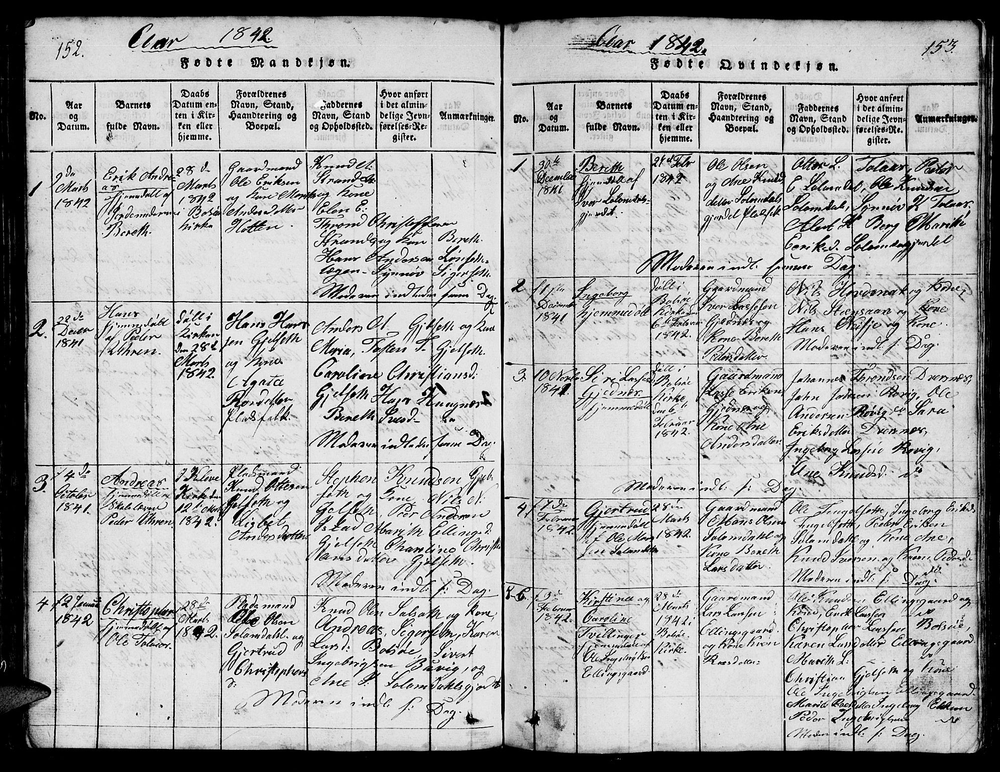 Ministerialprotokoller, klokkerbøker og fødselsregistre - Møre og Romsdal, SAT/A-1454/555/L0665: Parish register (copy) no. 555C01, 1818-1868, p. 152-153