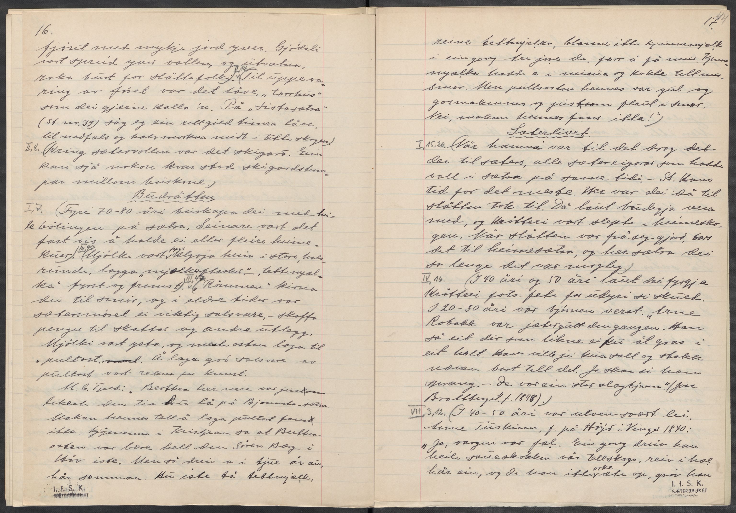 Instituttet for sammenlignende kulturforskning, AV/RA-PA-0424/F/Fc/L0003/0001: Eske B3: / Hedmark (perm IV), 1934-1935, p. 44