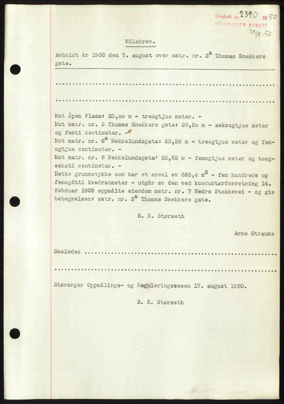 Stavanger byrett, SAST/A-100455/002/G/Gb/L0024: Mortgage book no. A13, 1949-1950, Diary no: : 2390/1950