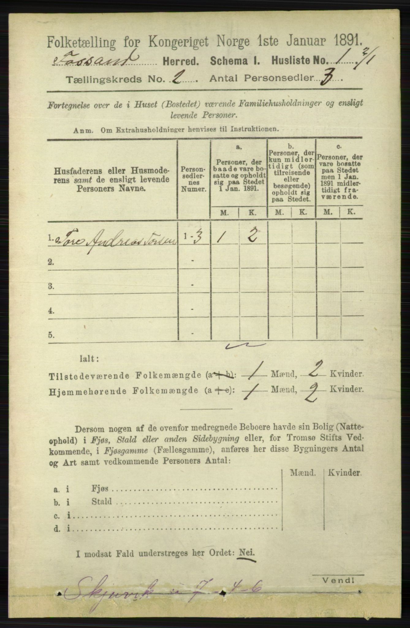 RA, 1891 census for 1129 Forsand, 1891, p. 184