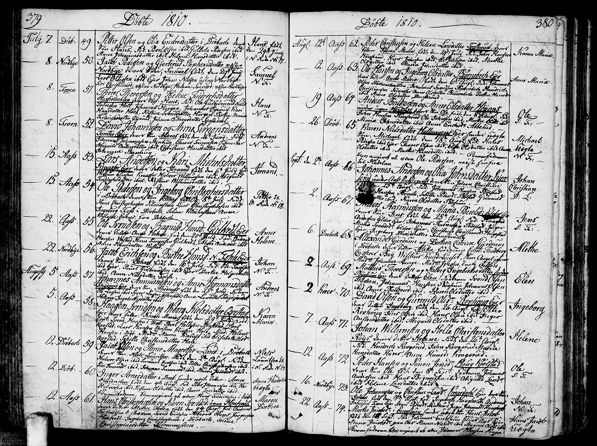 Ås prestekontor Kirkebøker, SAO/A-10894/F/Fa/L0002: Parish register (official) no. I 2, 1778-1813, p. 379-380