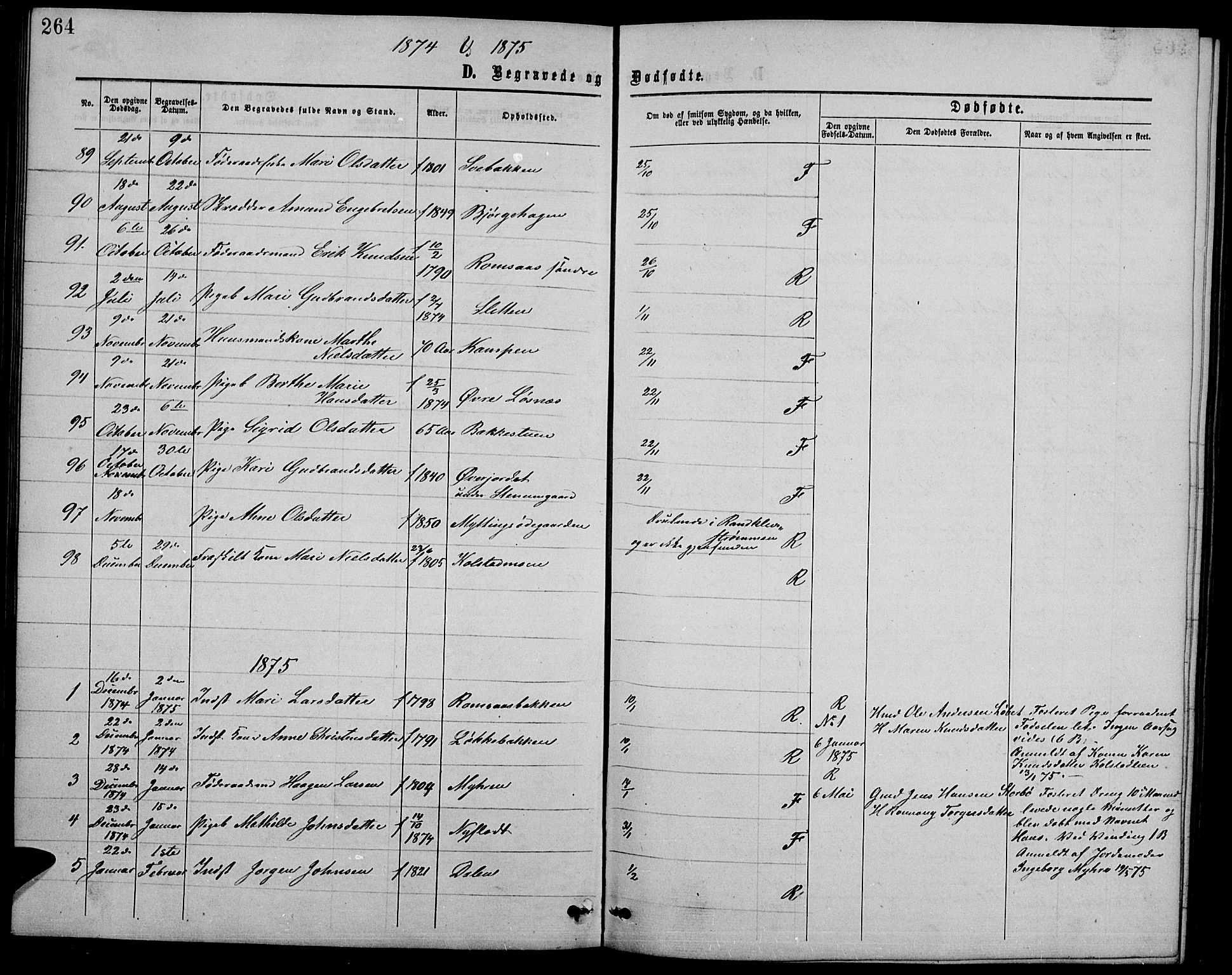 Ringebu prestekontor, SAH/PREST-082/H/Ha/Hab/L0004: Parish register (copy) no. 4, 1867-1879, p. 264