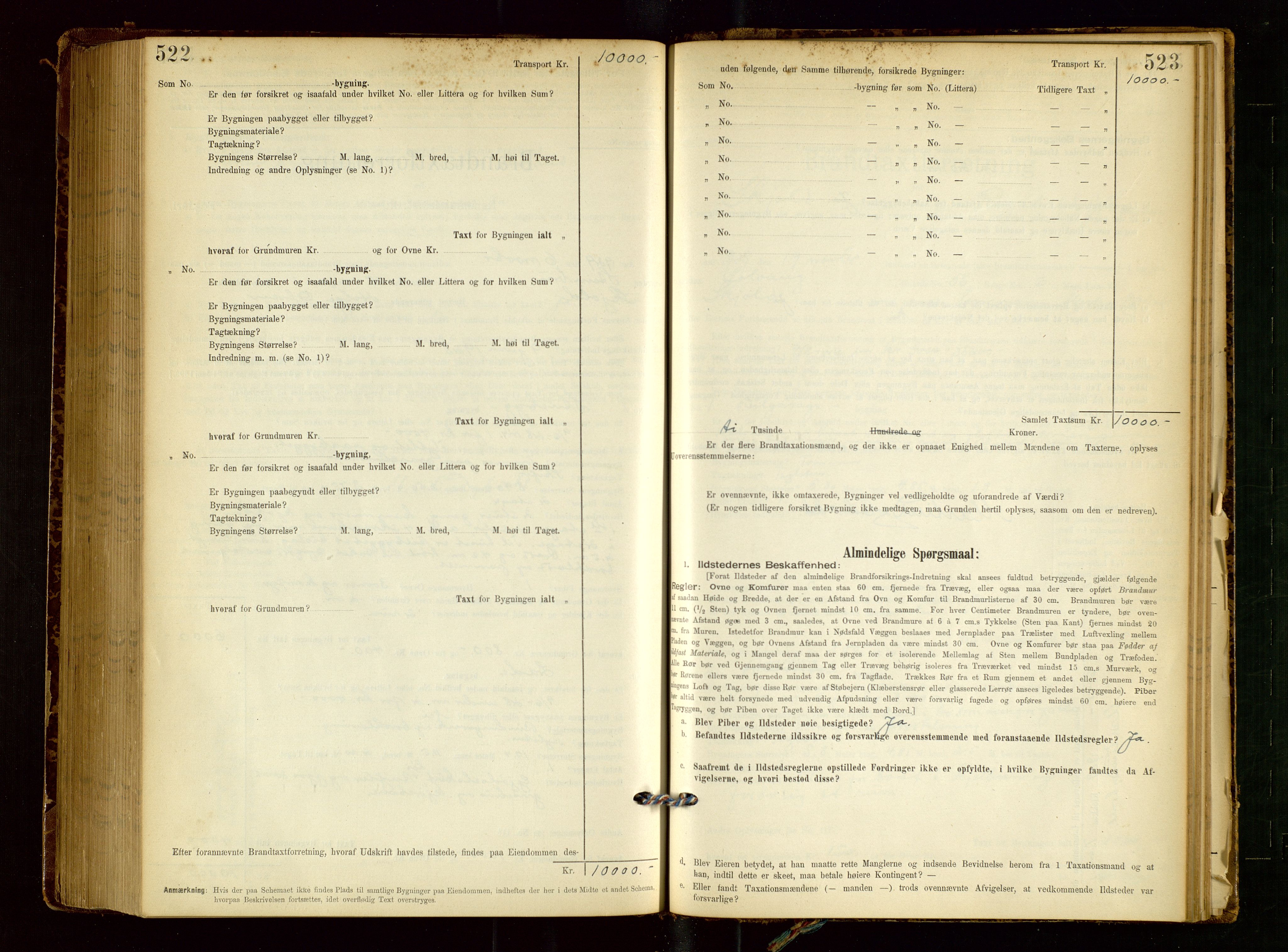 Skjold lensmannskontor, AV/SAST-A-100182/Gob/L0001: "Brandtaxationsprotokol for Skjold Lensmandsdistrikt Ryfylke Fogderi", 1894-1939, p. 522-523