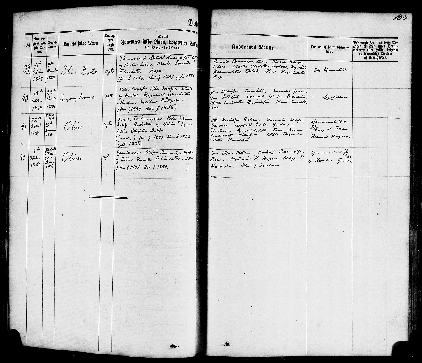 Hornindal sokneprestembete, AV/SAB-A-82401/H/Haa/Haaa/L0002: Parish register (official) no. A 2, 1867-1884, p. 104