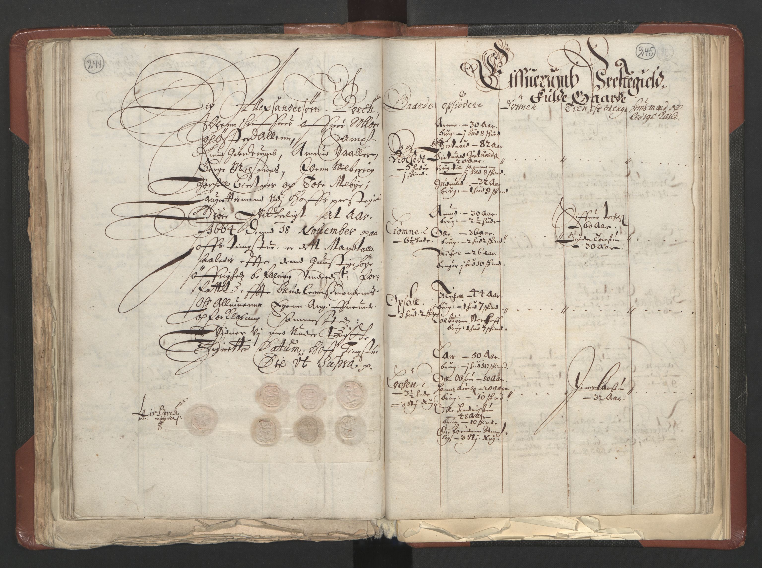 RA, Bailiff's Census 1664-1666, no. 3: Hedmark fogderi and Solør, Østerdal and Odal fogderi, 1664, p. 244-245
