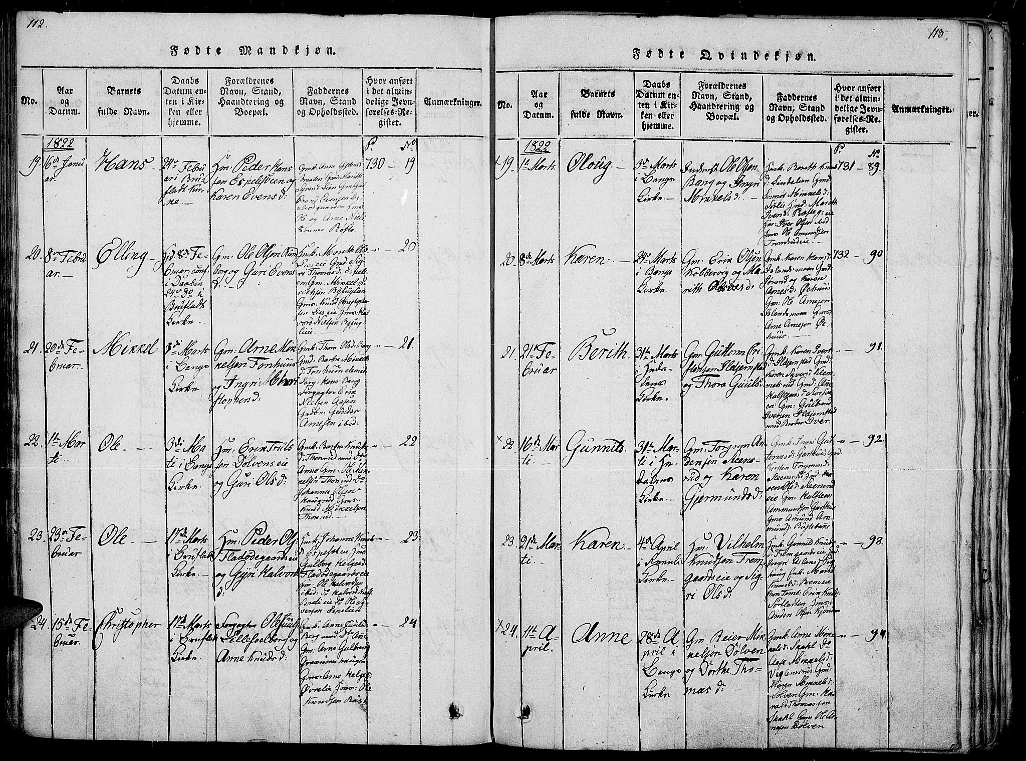 Sør-Aurdal prestekontor, AV/SAH-PREST-128/H/Ha/Haa/L0002: Parish register (official) no. 2, 1815-1840, p. 112-113