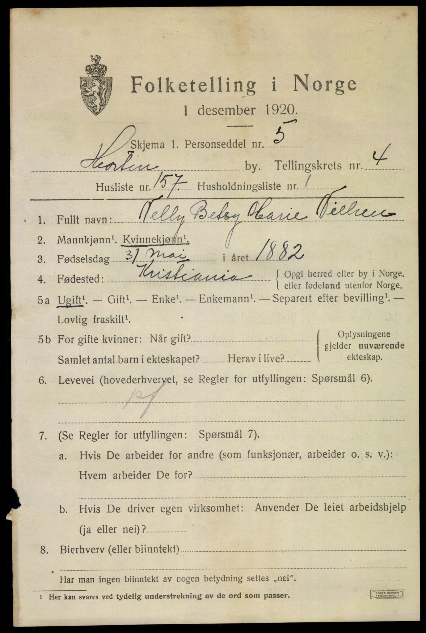 SAKO, 1920 census for Horten, 1920, p. 19305