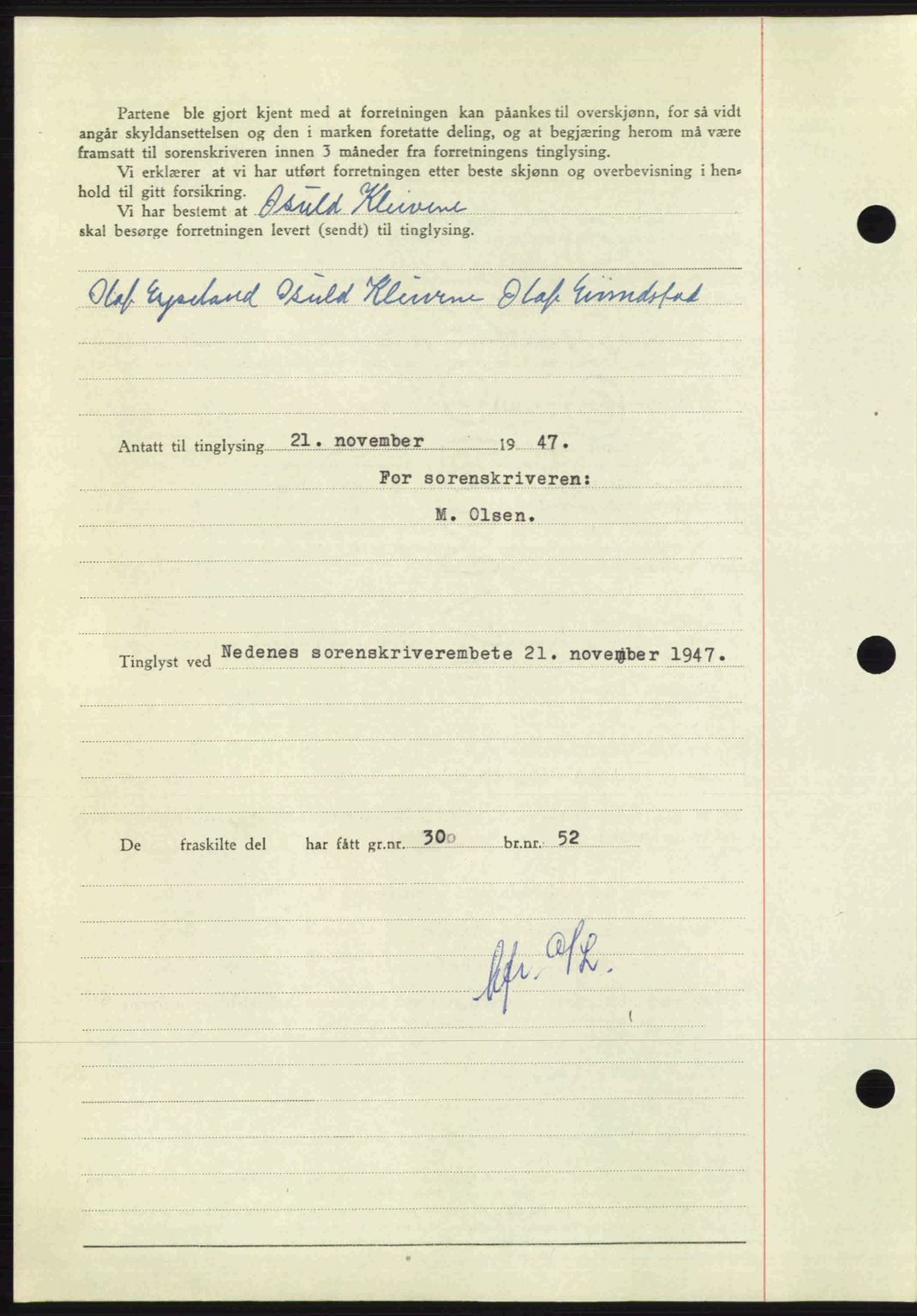 Nedenes sorenskriveri, AV/SAK-1221-0006/G/Gb/Gba/L0058: Mortgage book no. A10, 1947-1948, Diary no: : 1744/1947