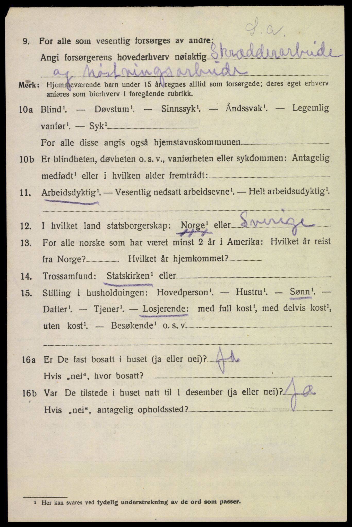 SAK, 1920 census for Åseral, 1920, p. 995