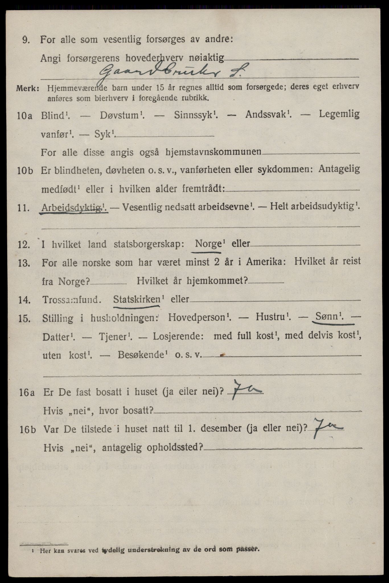 SAST, 1920 census for Klepp, 1920, p. 3193