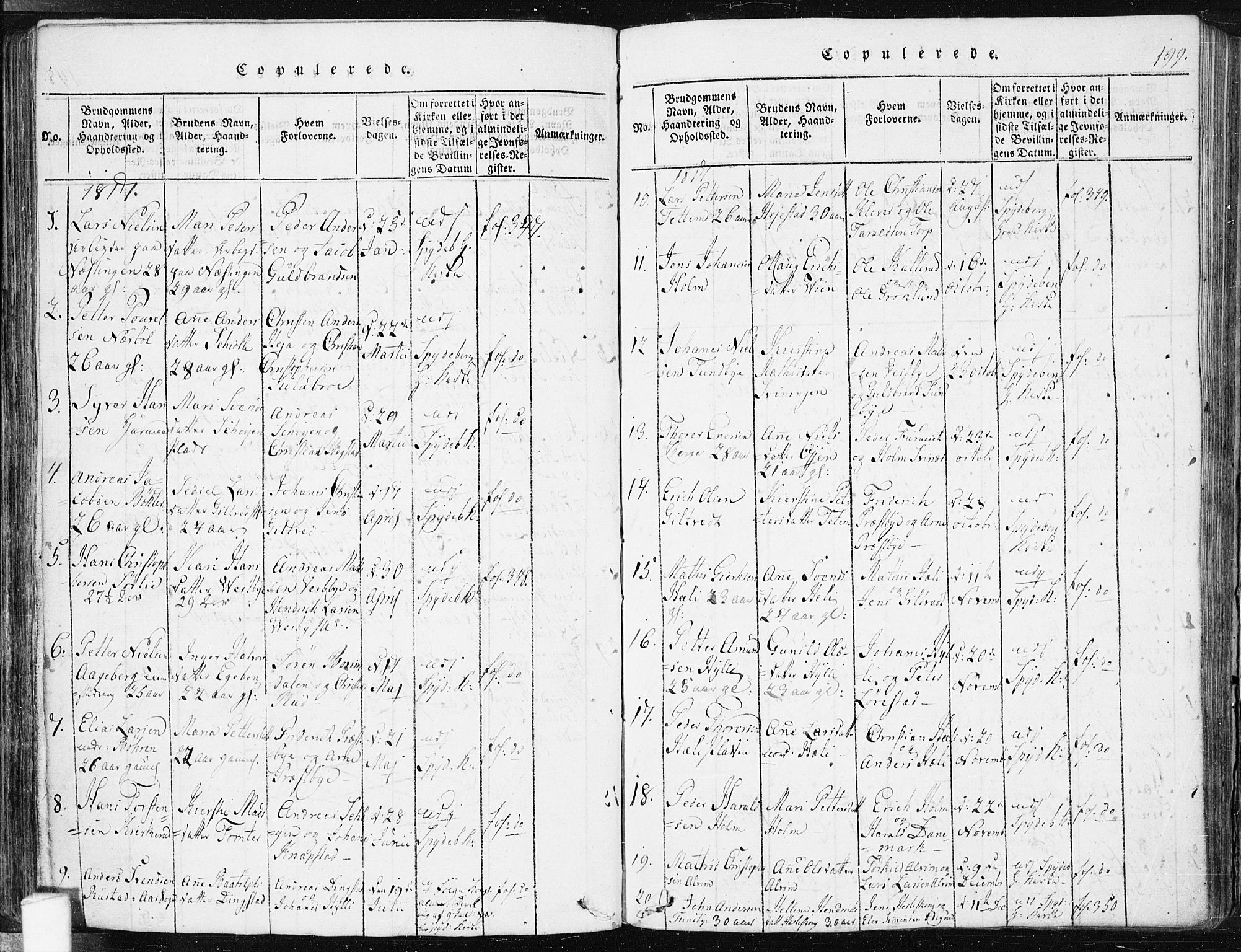 Spydeberg prestekontor Kirkebøker, AV/SAO-A-10924/F/Fa/L0004: Parish register (official) no. I 4, 1814-1841, p. 199