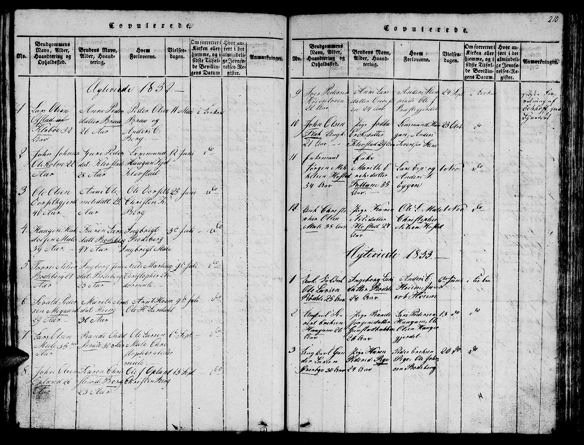 Ministerialprotokoller, klokkerbøker og fødselsregistre - Sør-Trøndelag, SAT/A-1456/612/L0385: Parish register (copy) no. 612C01, 1816-1845, p. 210