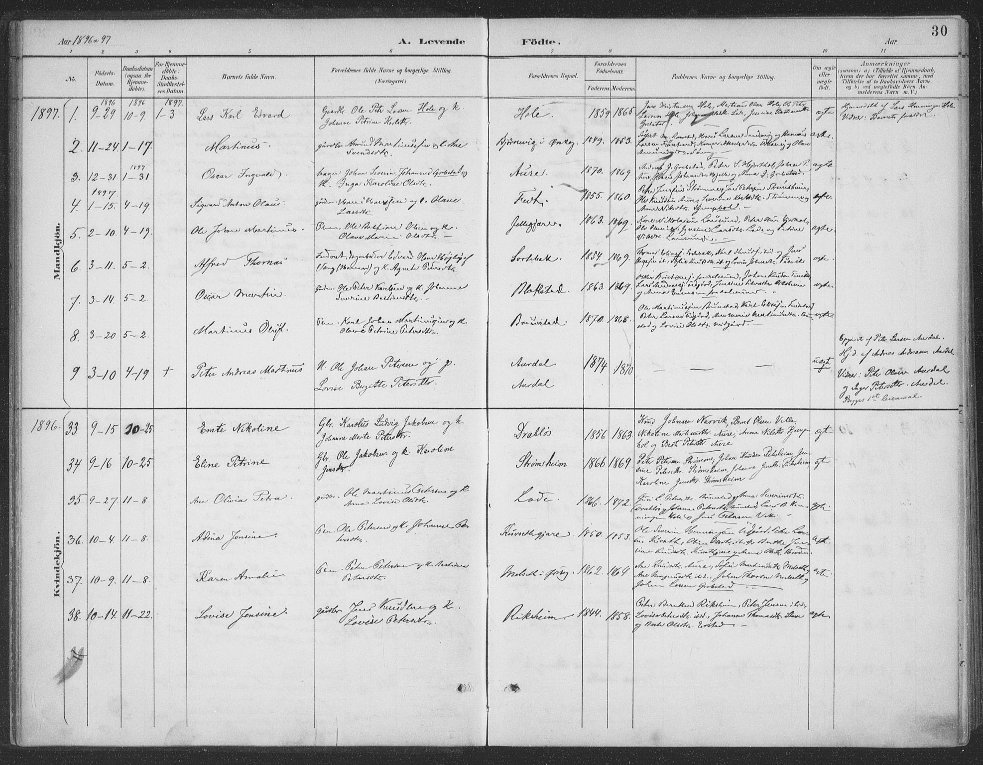 Ministerialprotokoller, klokkerbøker og fødselsregistre - Møre og Romsdal, AV/SAT-A-1454/523/L0335: Parish register (official) no. 523A02, 1891-1911, p. 30