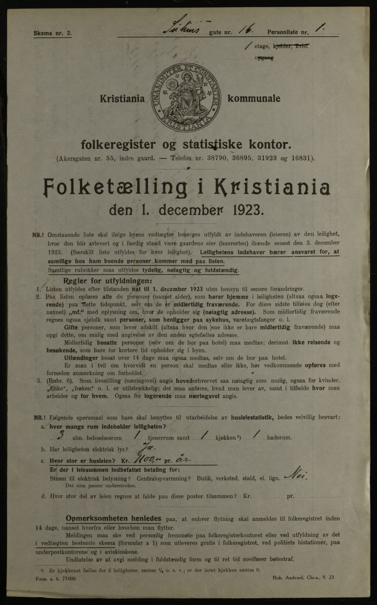 OBA, Municipal Census 1923 for Kristiania, 1923, p. 116055