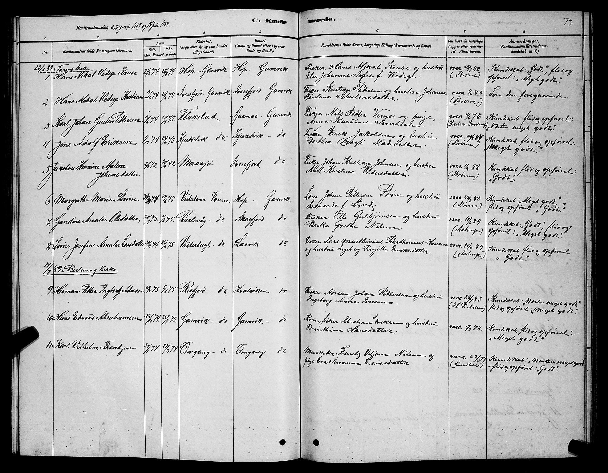 Tana sokneprestkontor, SATØ/S-1334/H/Hb/L0005klokker: Parish register (copy) no. 5, 1878-1891, p. 73