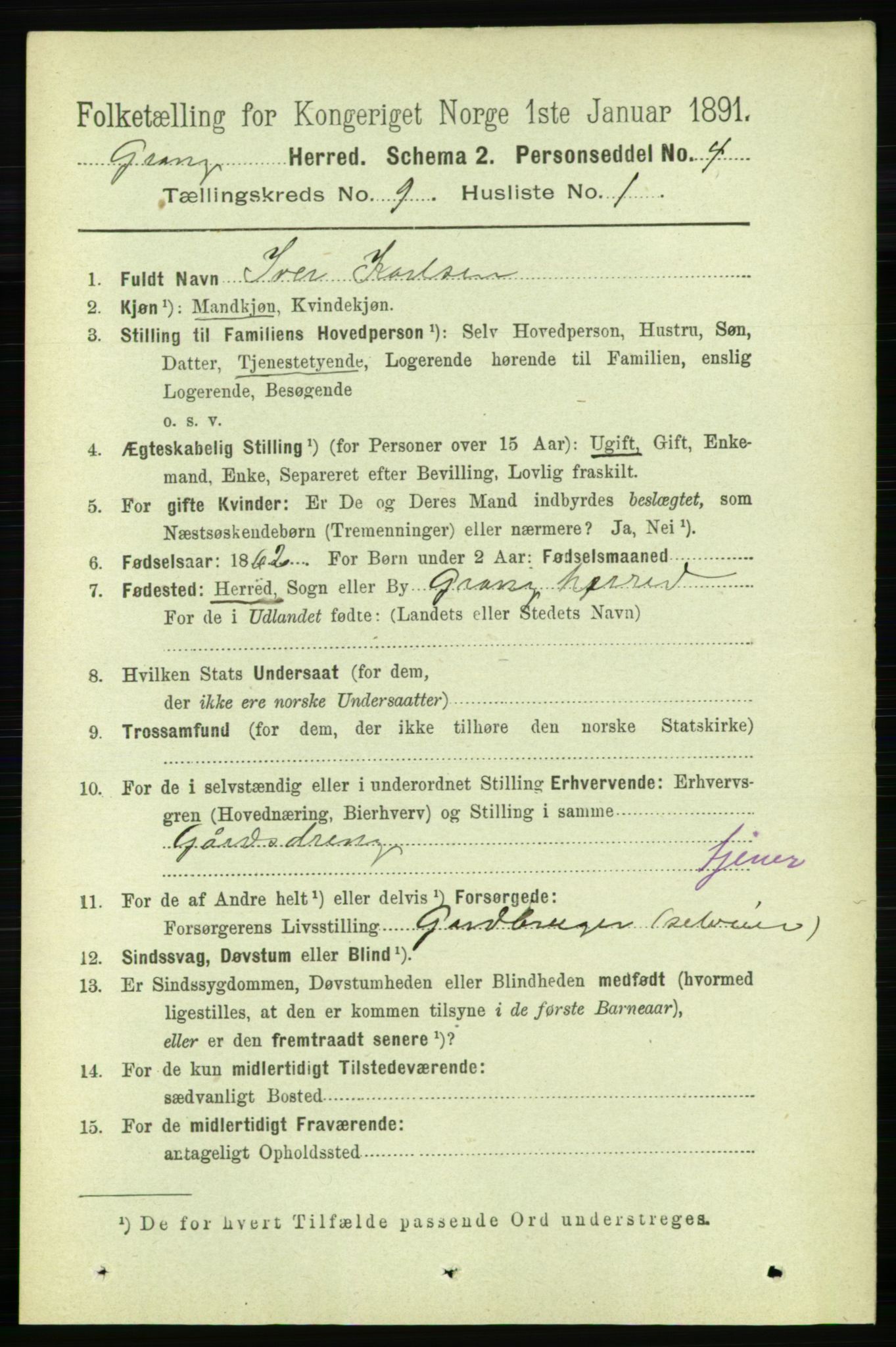 RA, 1891 census for 1742 Grong, 1891, p. 3141