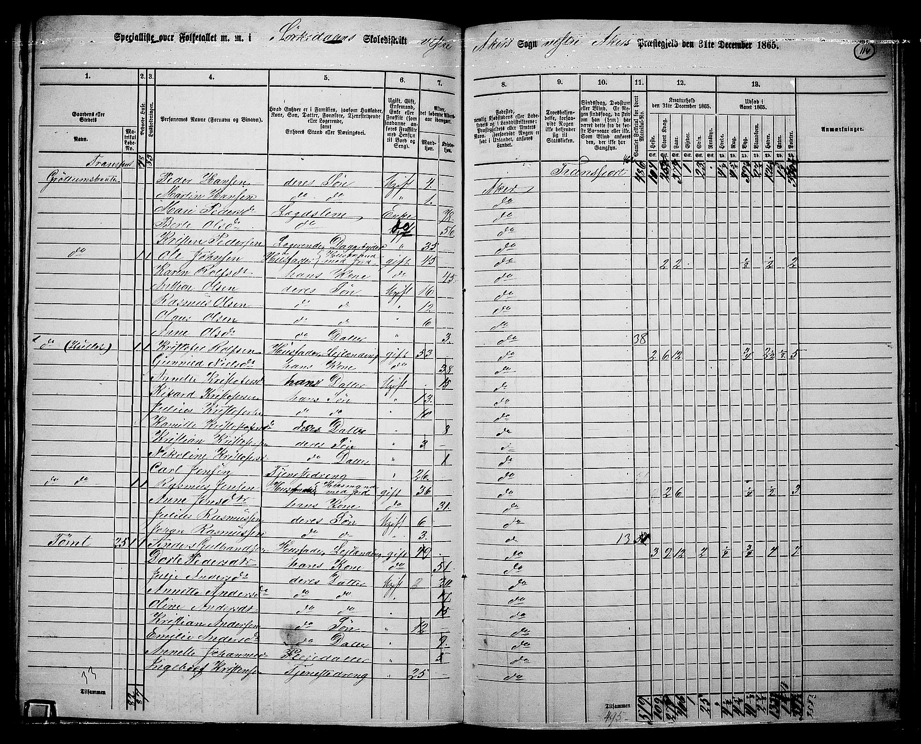 RA, 1865 census for Vestre Aker, 1865, p. 107