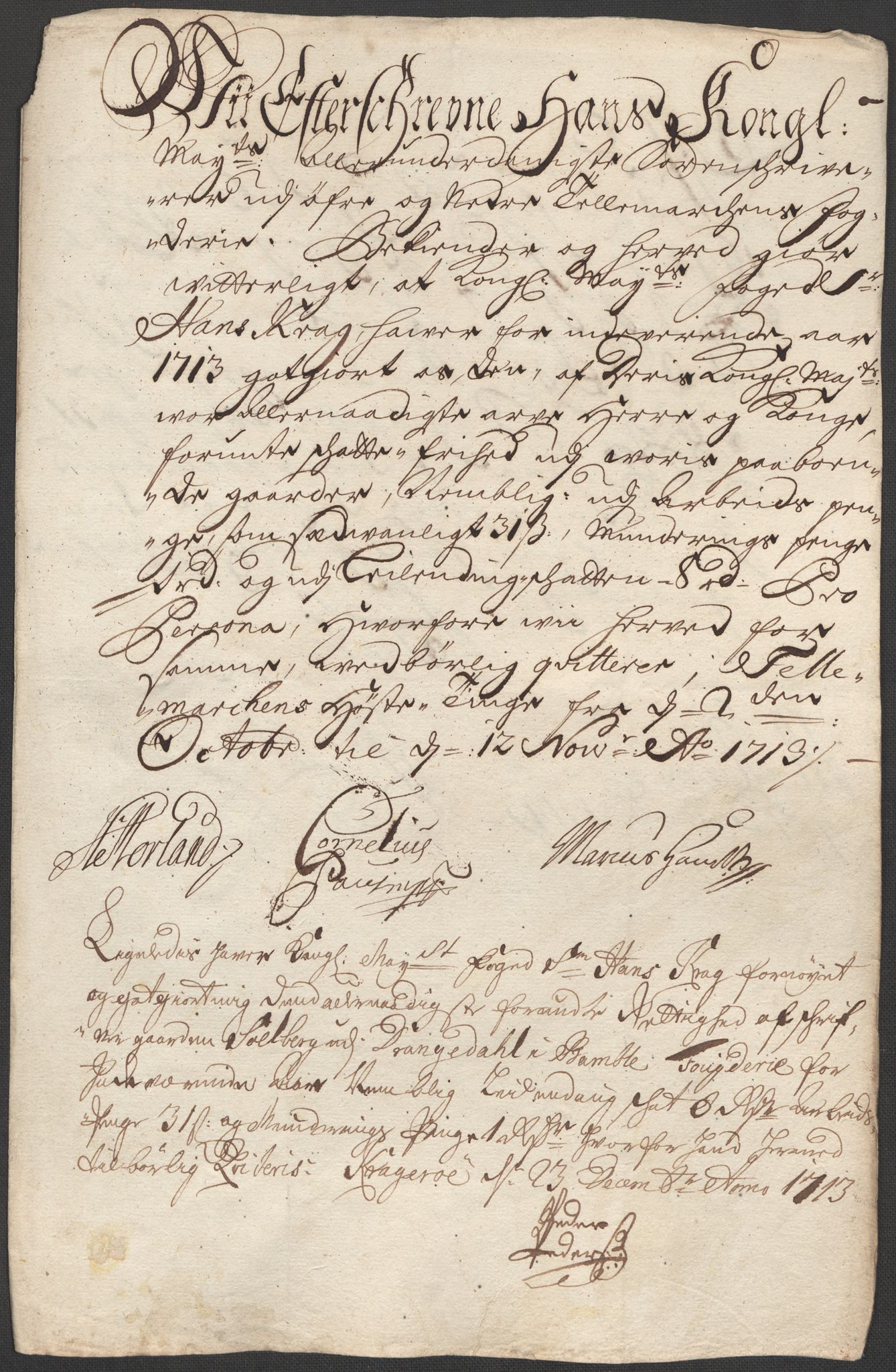 Rentekammeret inntil 1814, Reviderte regnskaper, Fogderegnskap, RA/EA-4092/R36/L2125: Fogderegnskap Øvre og Nedre Telemark og Bamble, 1713, p. 173