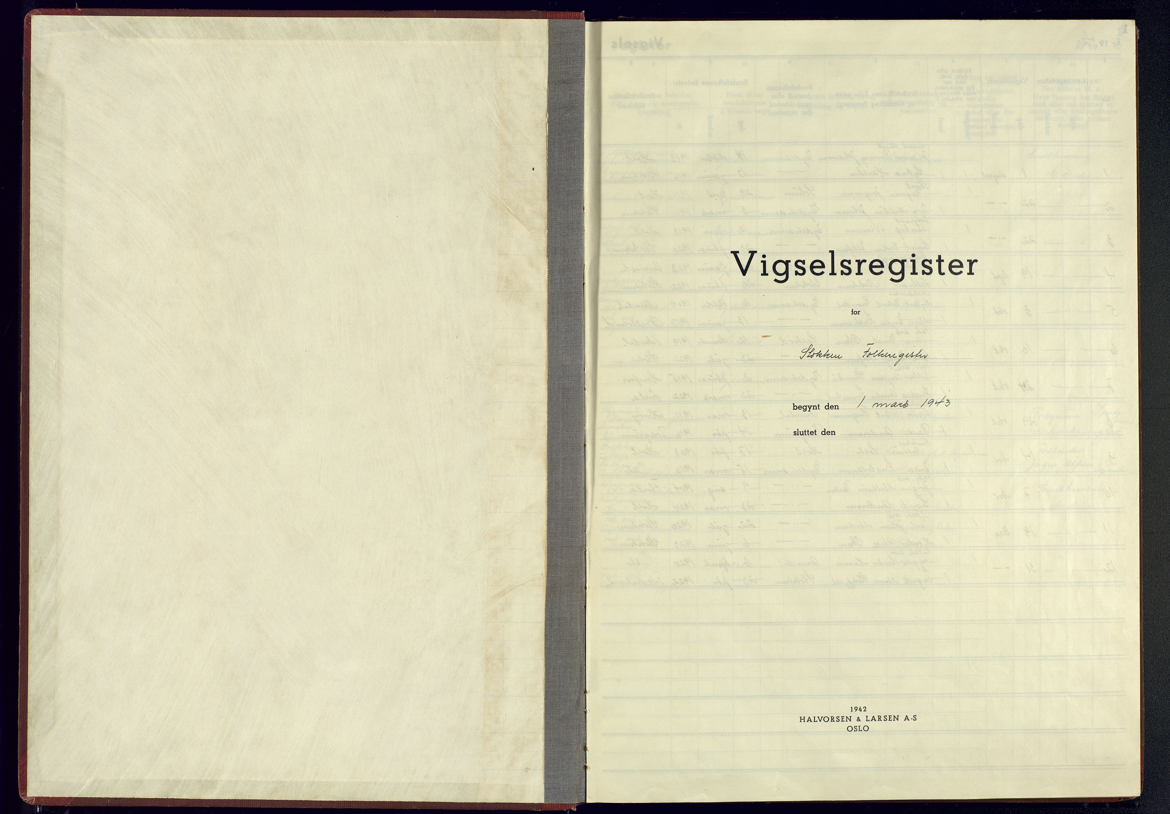 Austre Moland sokneprestkontor, SAK/1111-0001/J/Jb/L0003: Marriage register no. A-VI-19, 1942-1945
