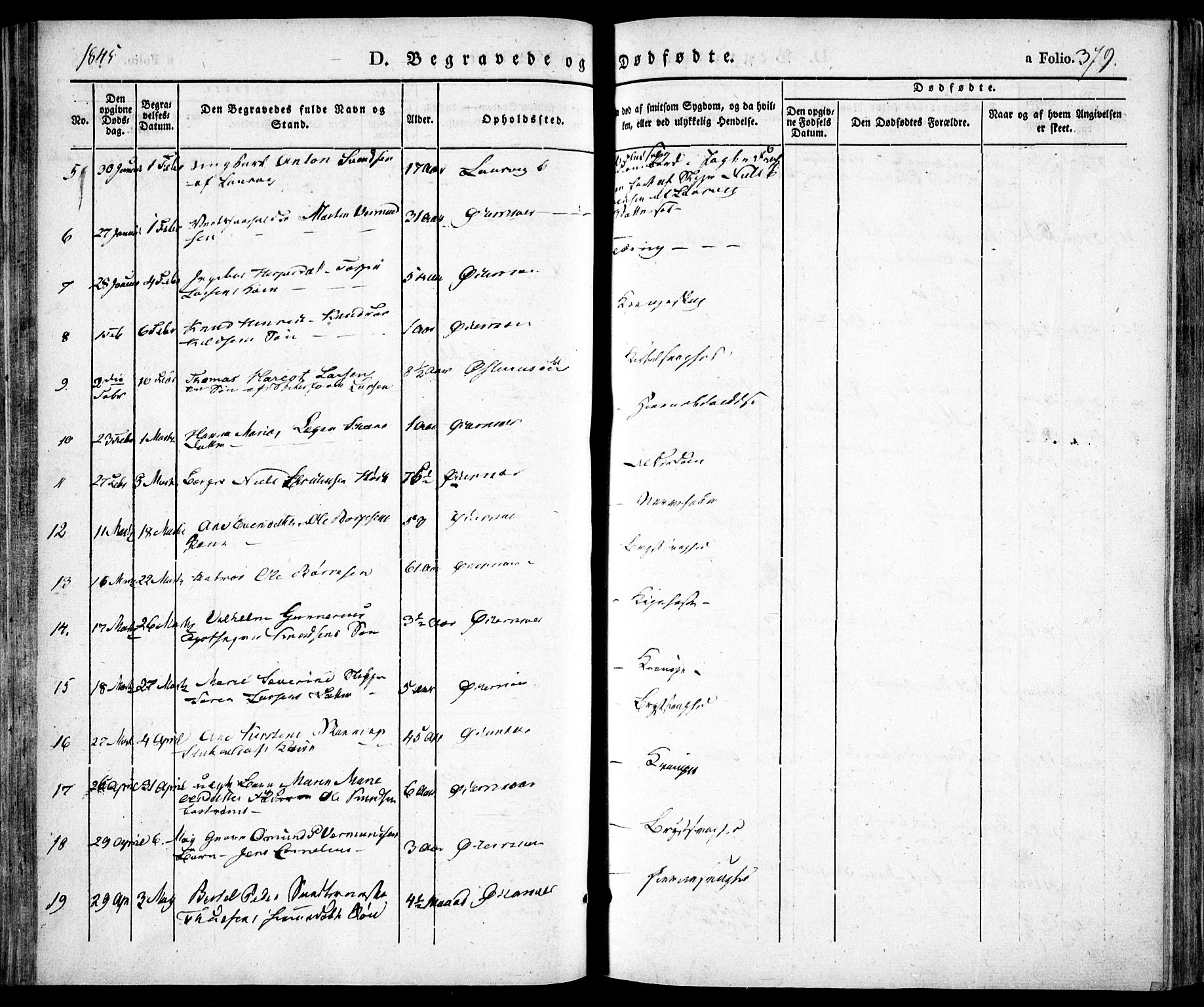 Risør sokneprestkontor, SAK/1111-0035/F/Fa/L0003: Parish register (official) no. A 3, 1838-1864, p. 379